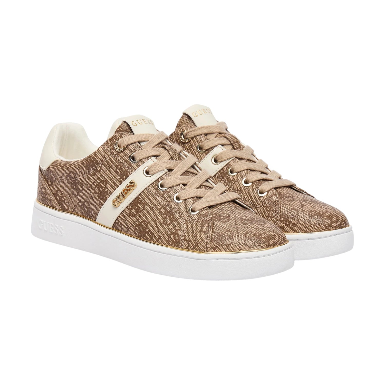 Guess Sneakers Donna in Ecopelle Beige Britz 4G Logo