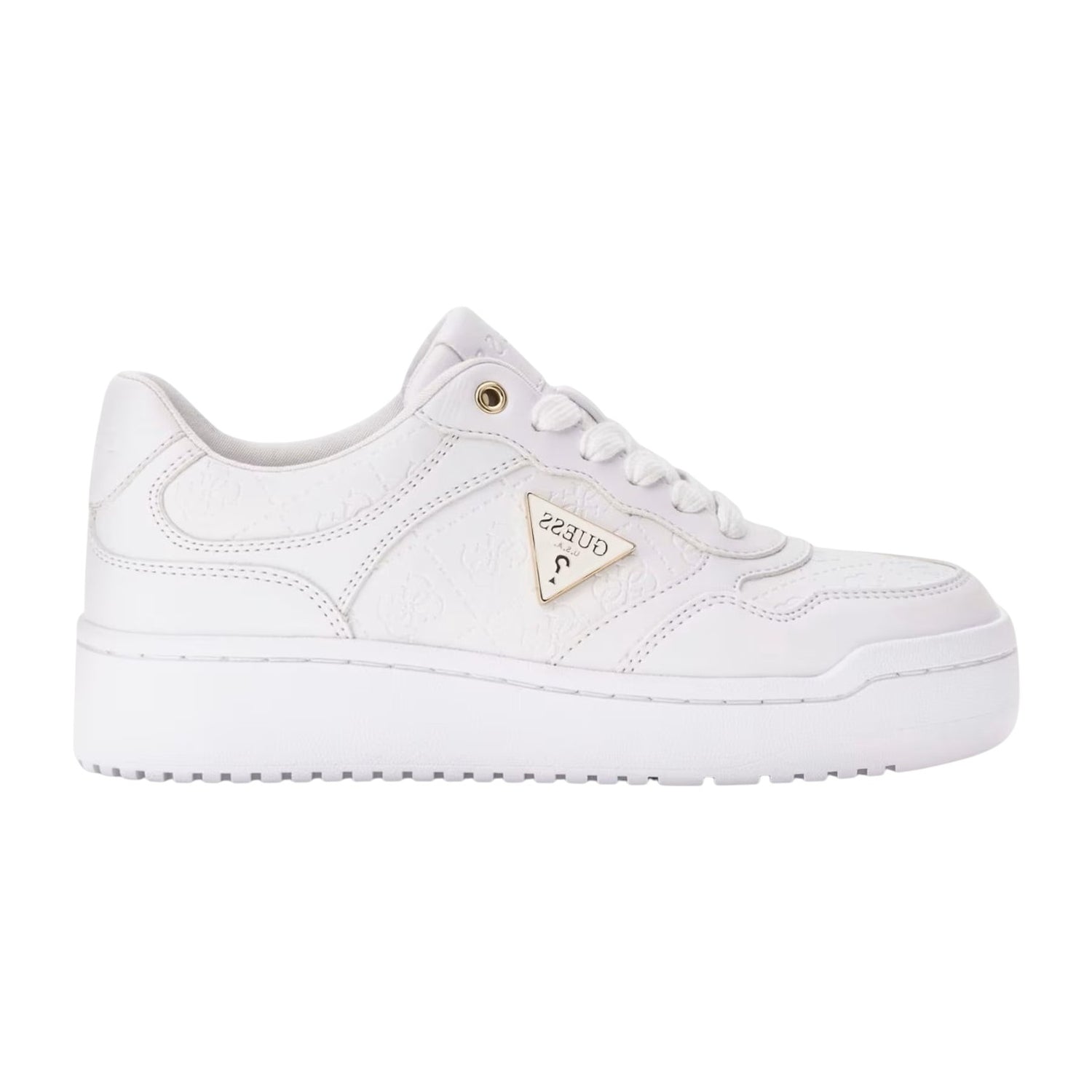 Guess Sneakers Donna in Ecopelle Bianca Miriam Triangolo Logo