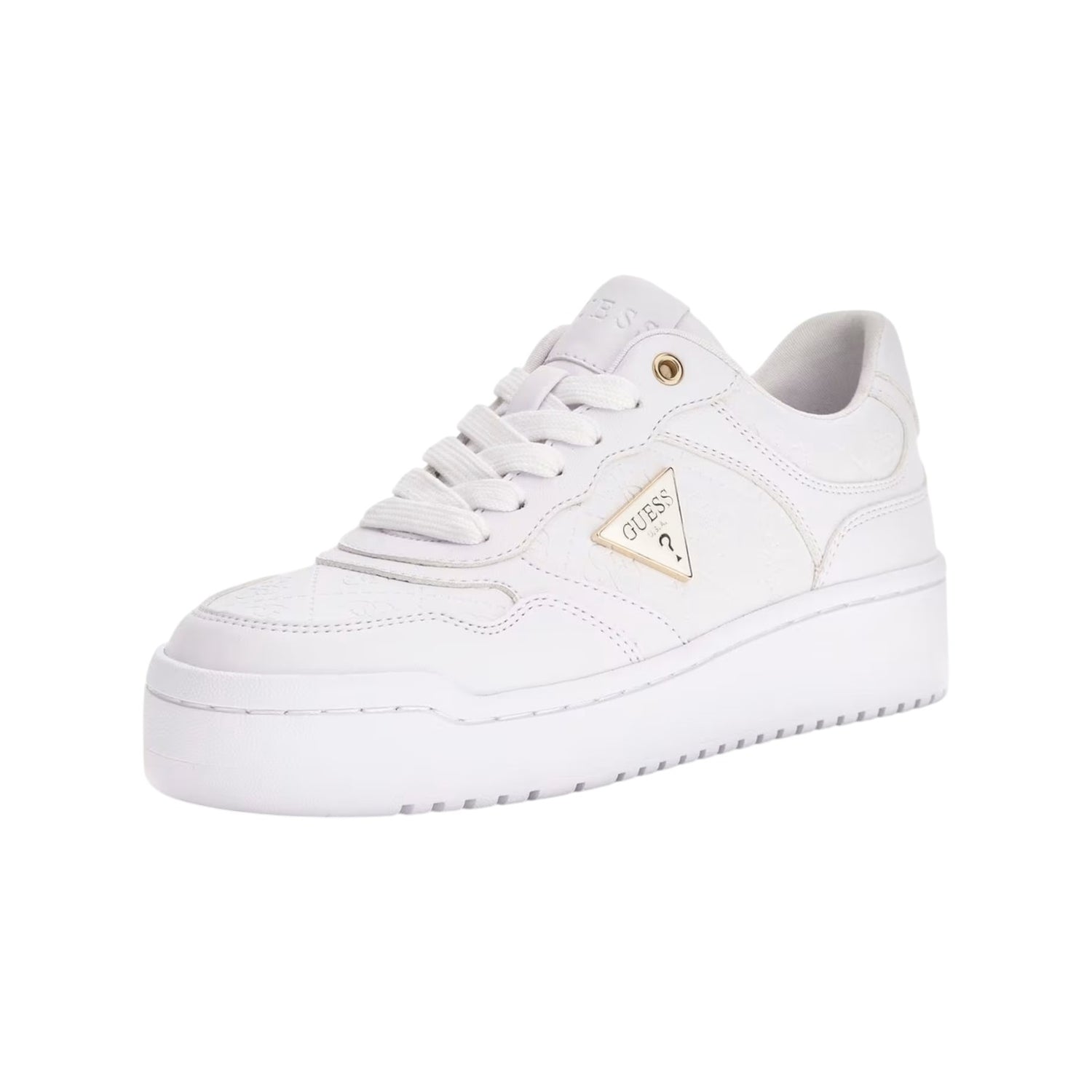 Guess Sneakers Donna in Ecopelle Bianca Miriam Triangolo Logo