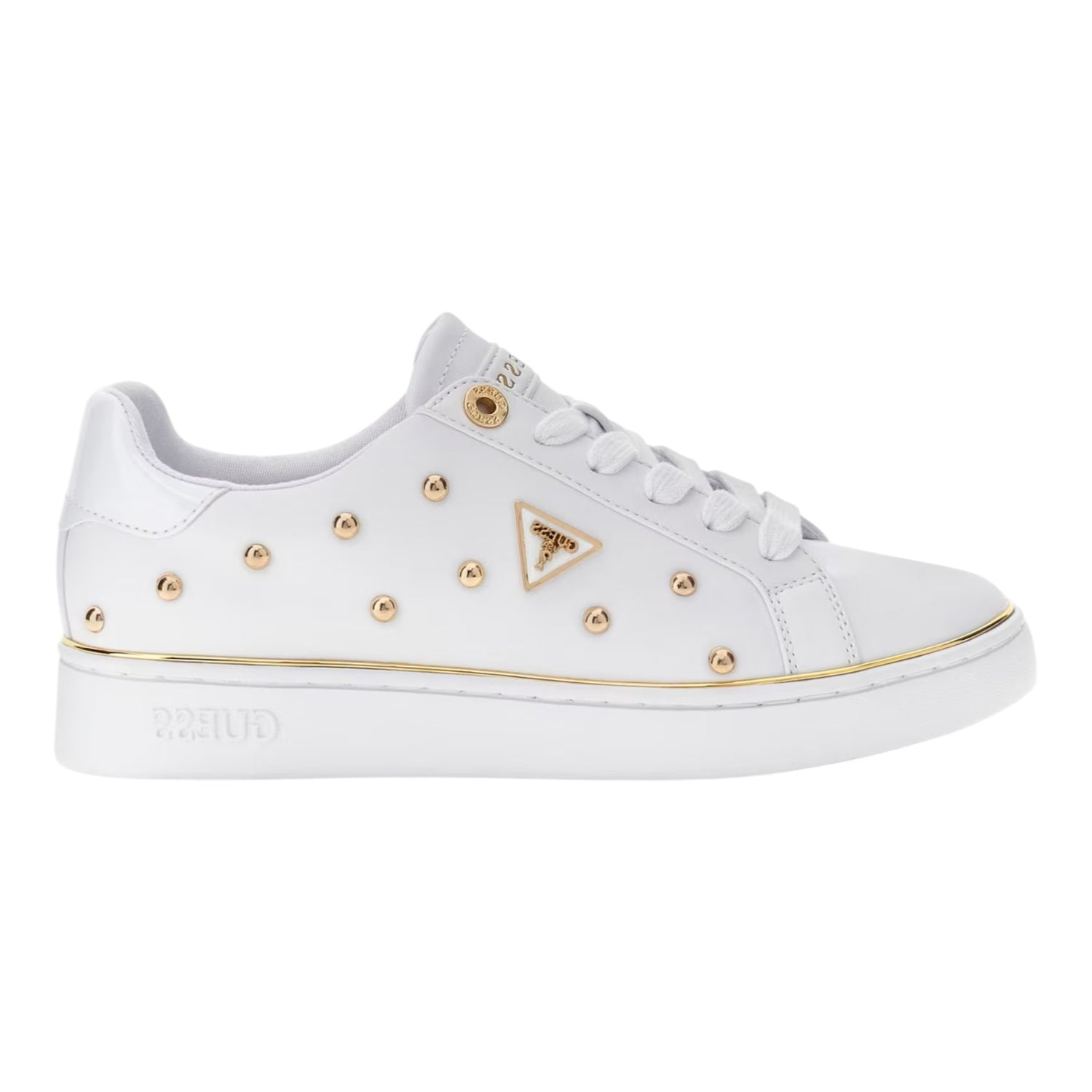 Guess Sneakers Donna in Ecopelle Bianca Bonitah con Borchie