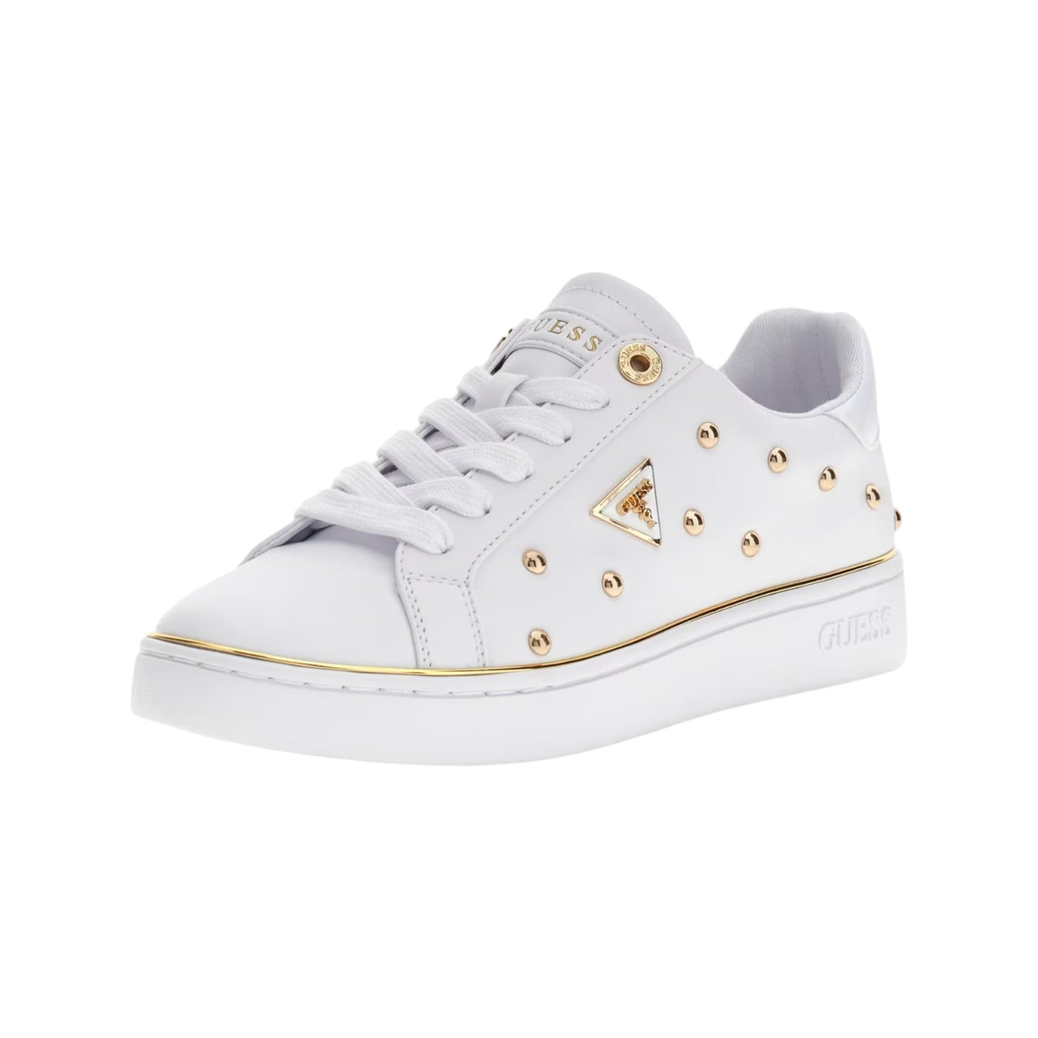 Guess Sneakers Donna in Ecopelle Bianca Bonitah con Borchie