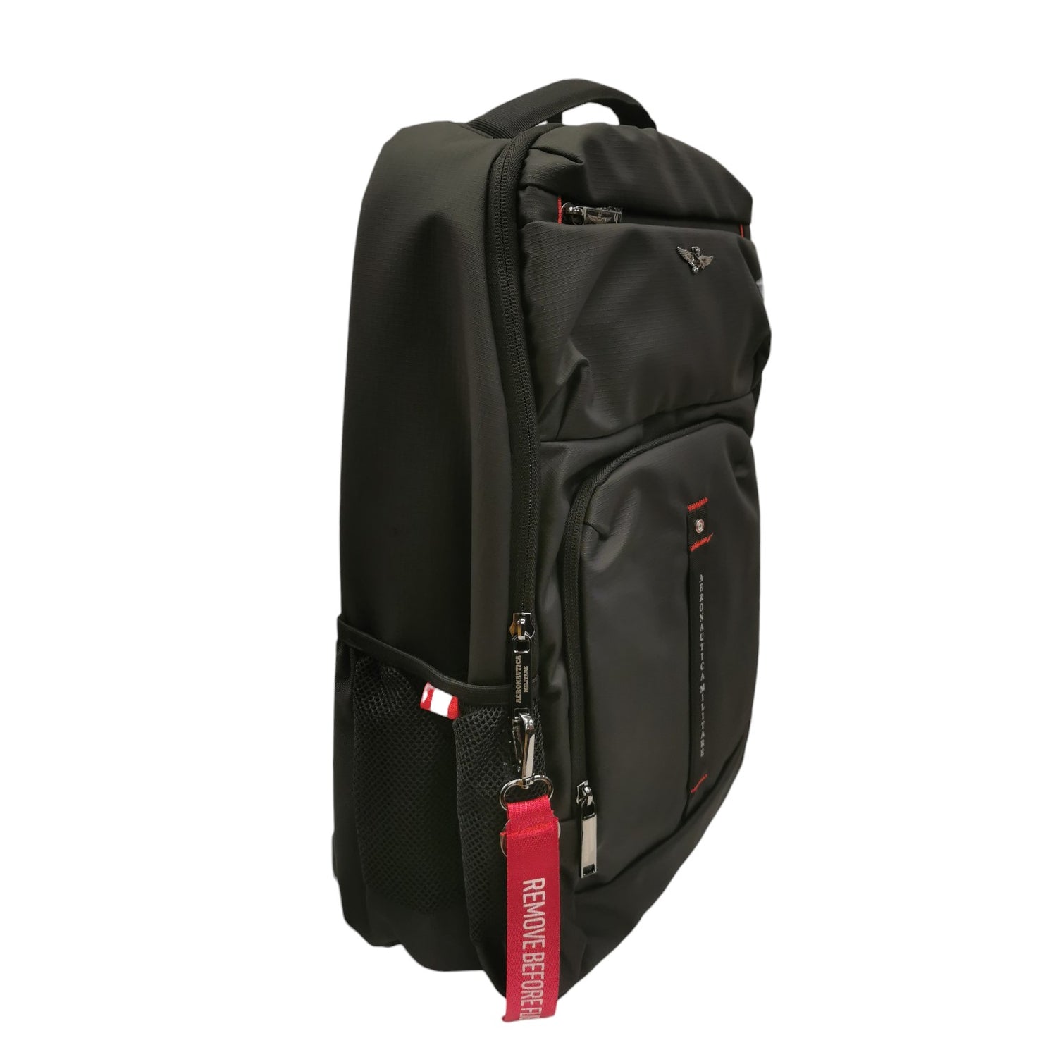 Aeronautica Militare Zaino Uomo in Tessuto Nero Porta Pc Linea Patch