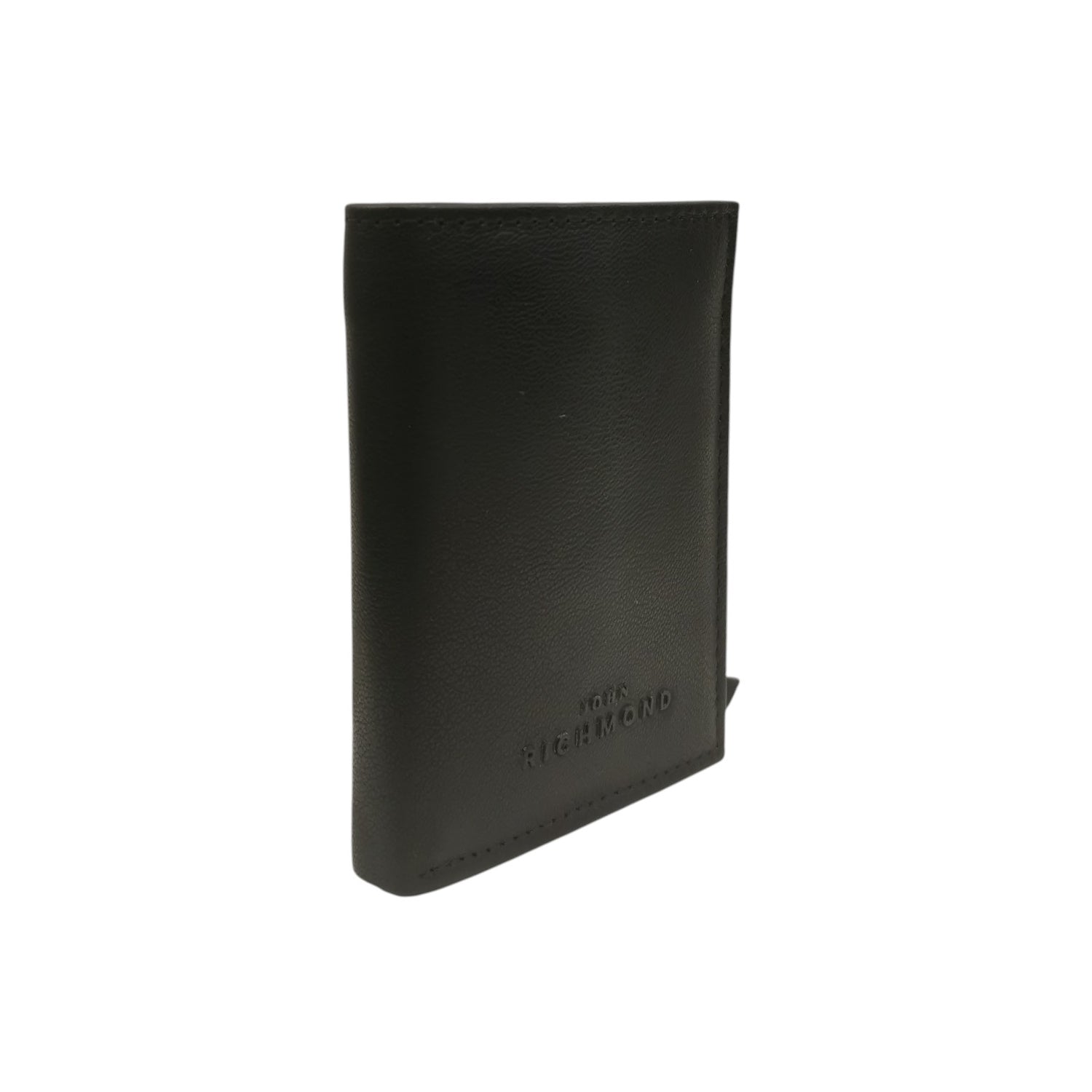 John Richmond Portacarte Uomo in Pelle Nera Effetto Saffiano con Zip