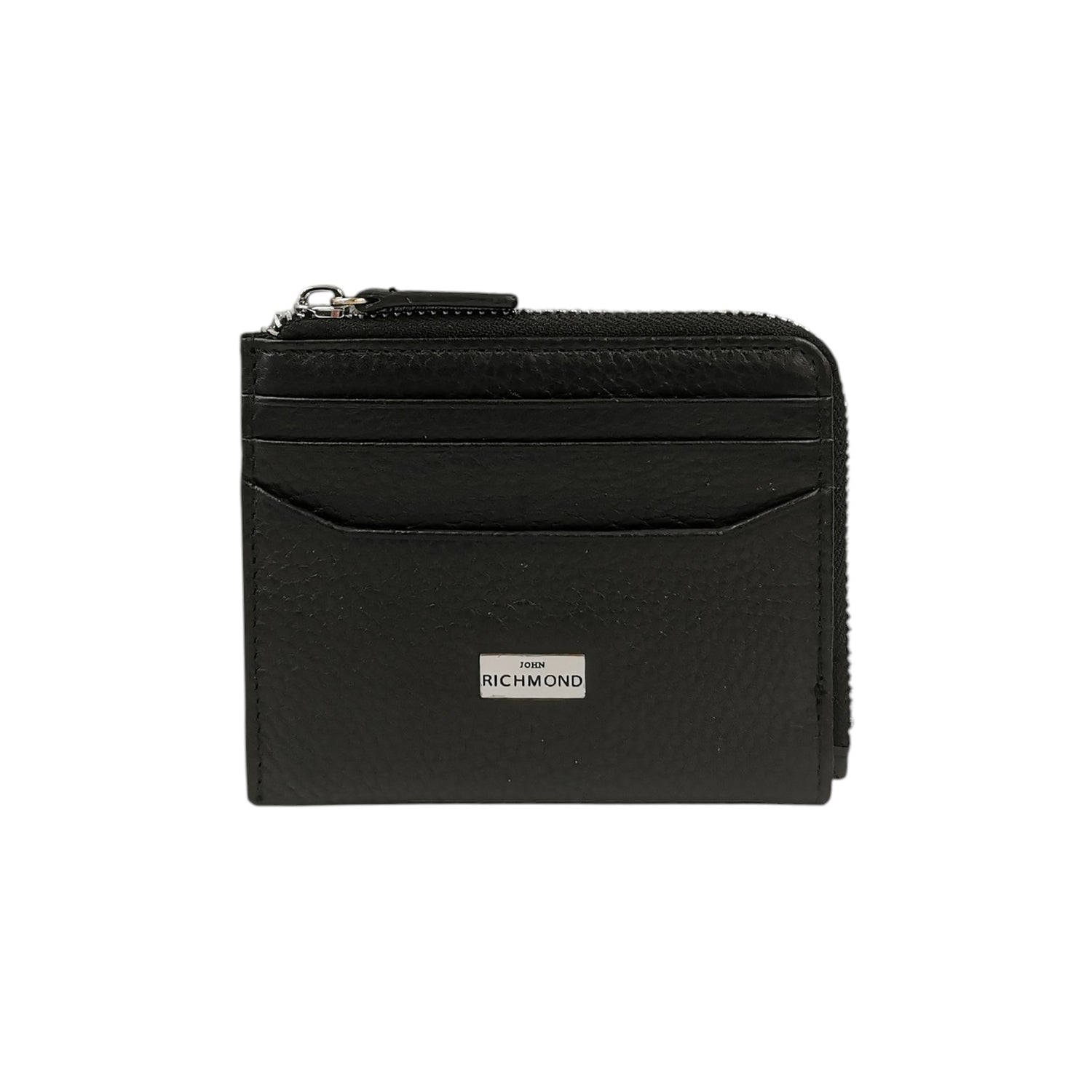 John Richmond Portacarte Uomo in Pelle Nera con Zip All Around