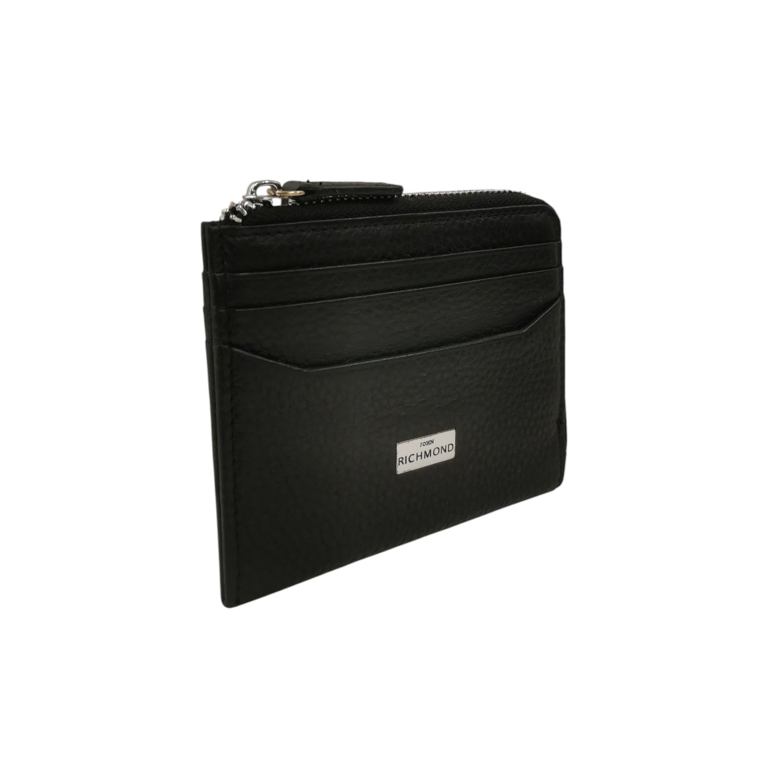 John Richmond Portacarte Uomo in Pelle Nera con Zip All Around
