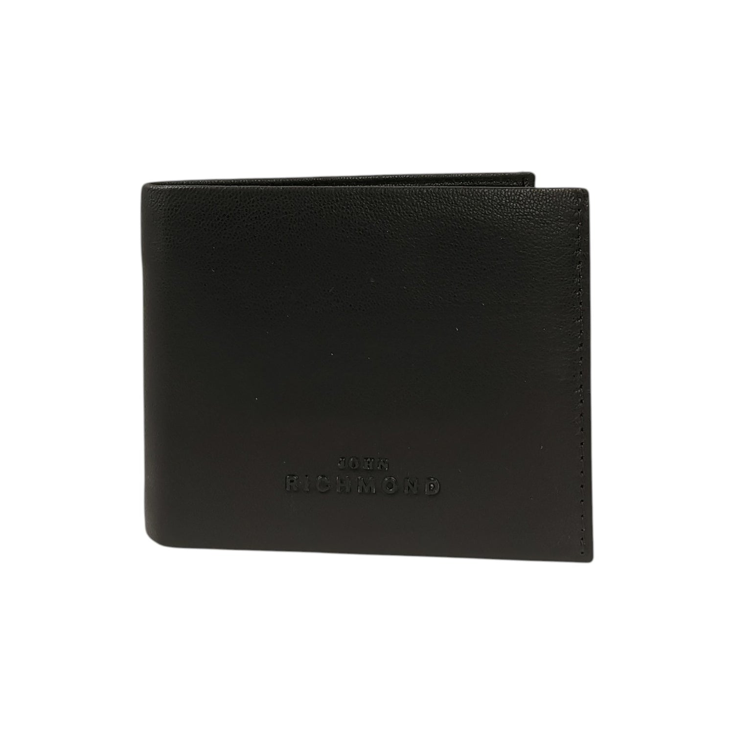 John Richmond Portafoglio Uomo in Pelle Nera con Logo Inciso Frontale