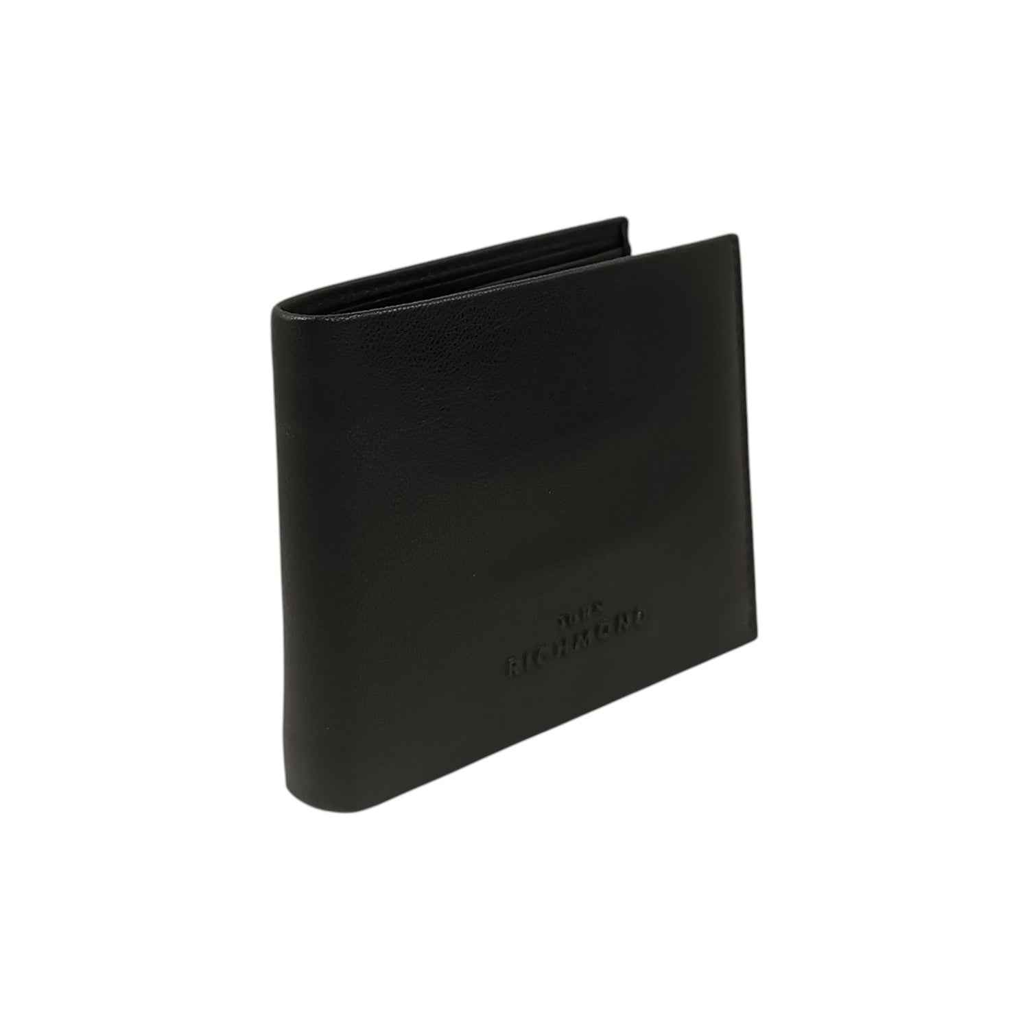 John Richmond Portafoglio Uomo in Pelle Nera con Logo Inciso Frontale