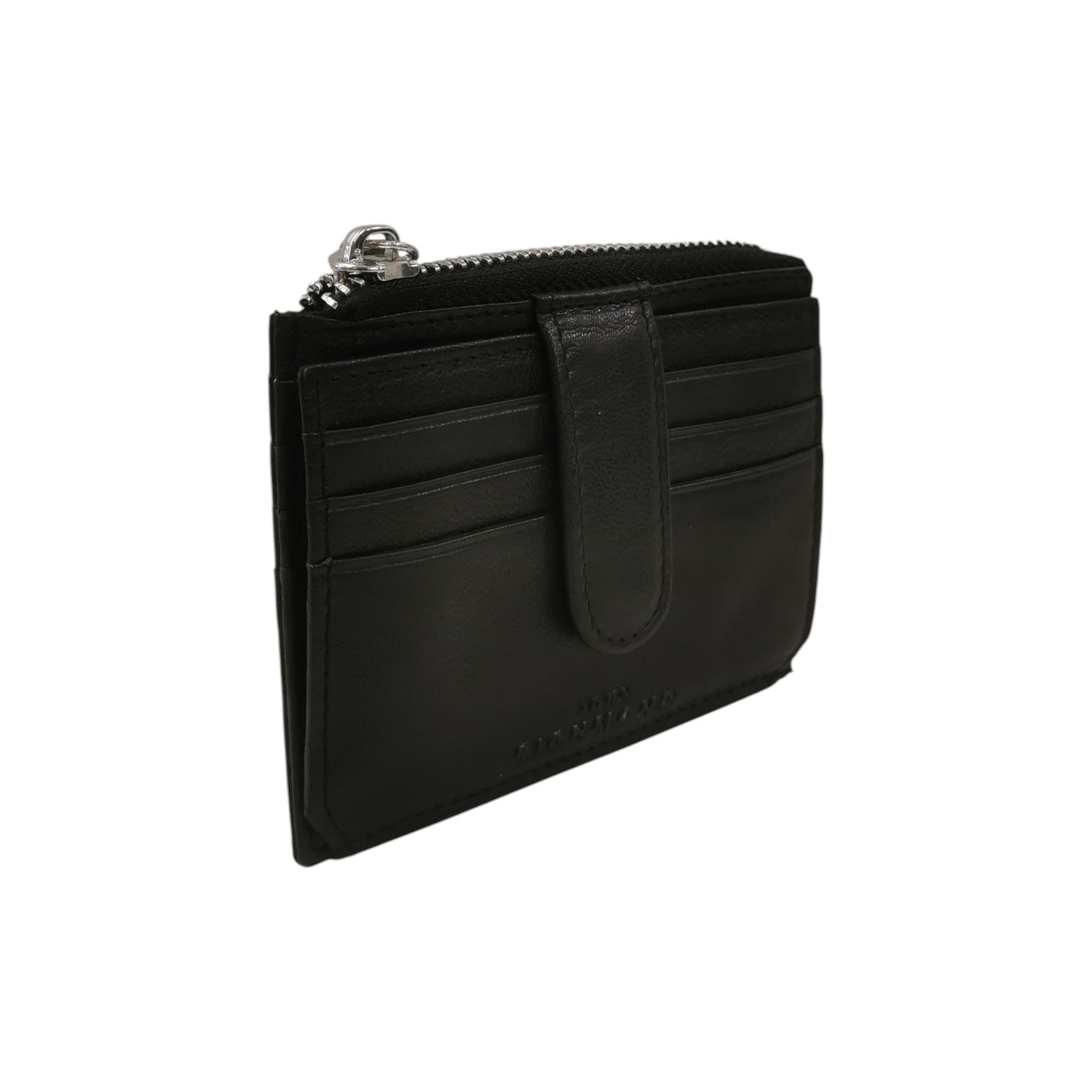 John Richmond Portacarte Uomo in Pelle Nera con Zip e Linguetta