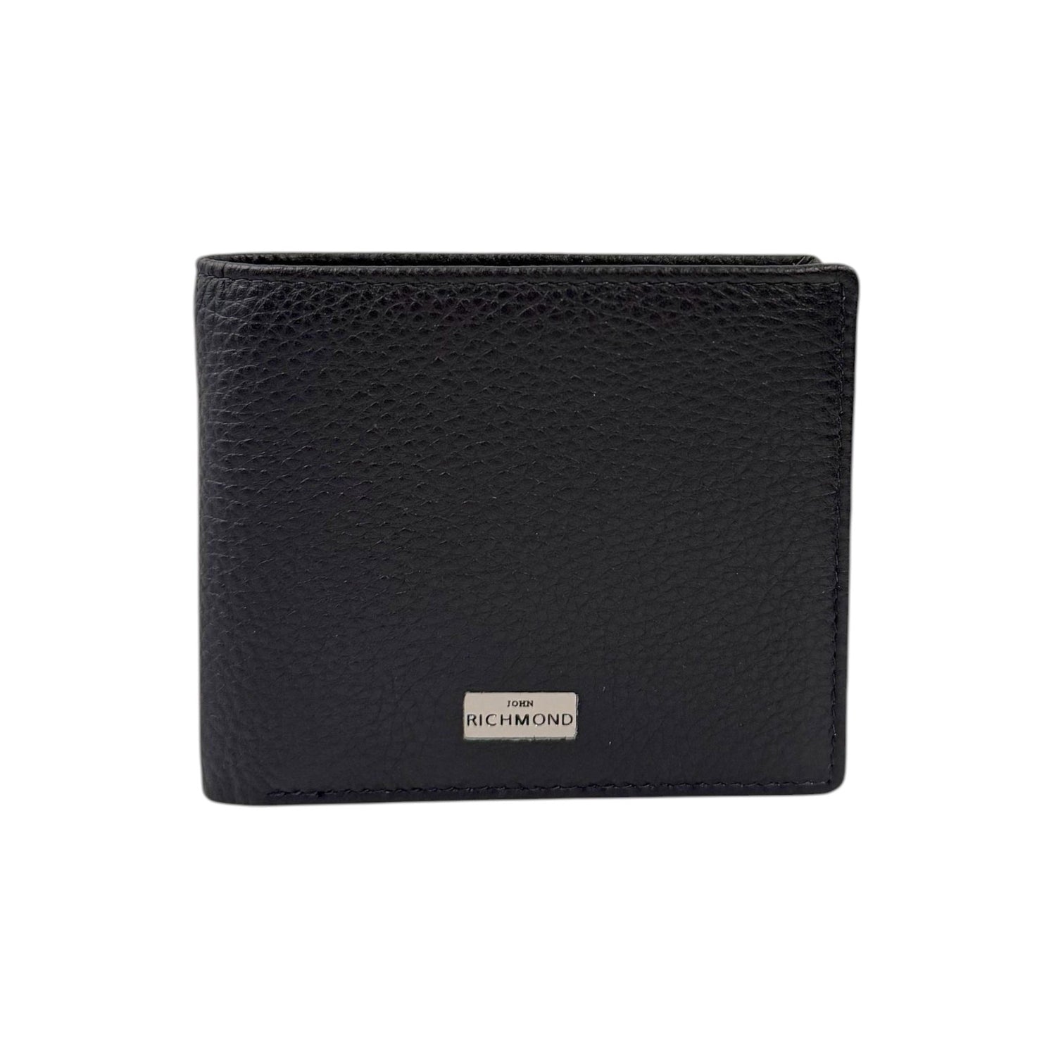 John Richmond Portafoglio Uomo in Vera Pelle Blu Scuro con Ribaltina