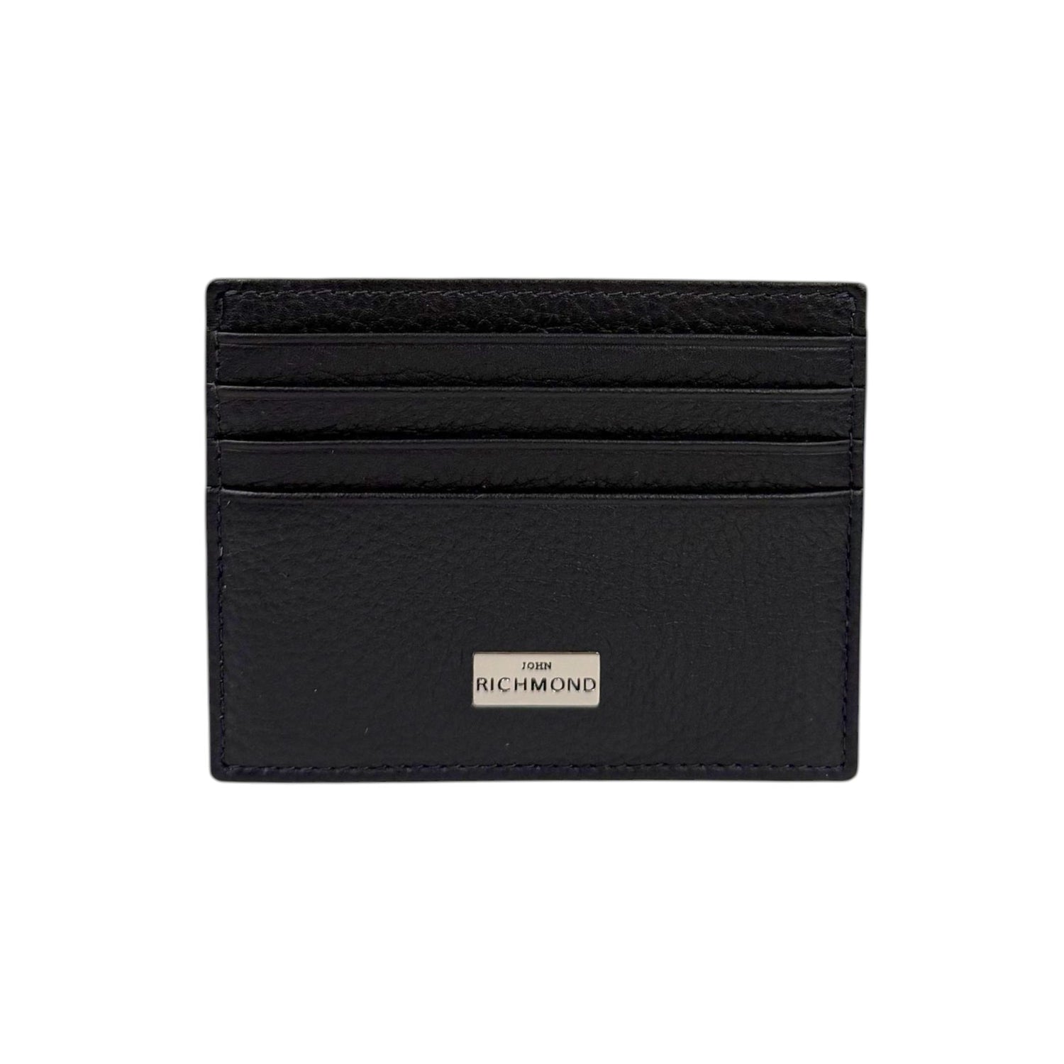 John Richmond Portacarte Uomo in Pelle Blu con Targhetta Logo Frontale