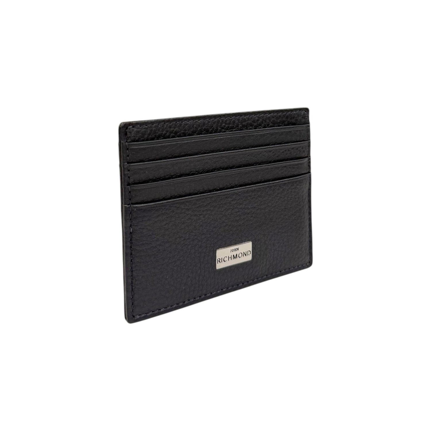 John Richmond Portacarte Uomo in Pelle Blu con Targhetta Logo Frontale