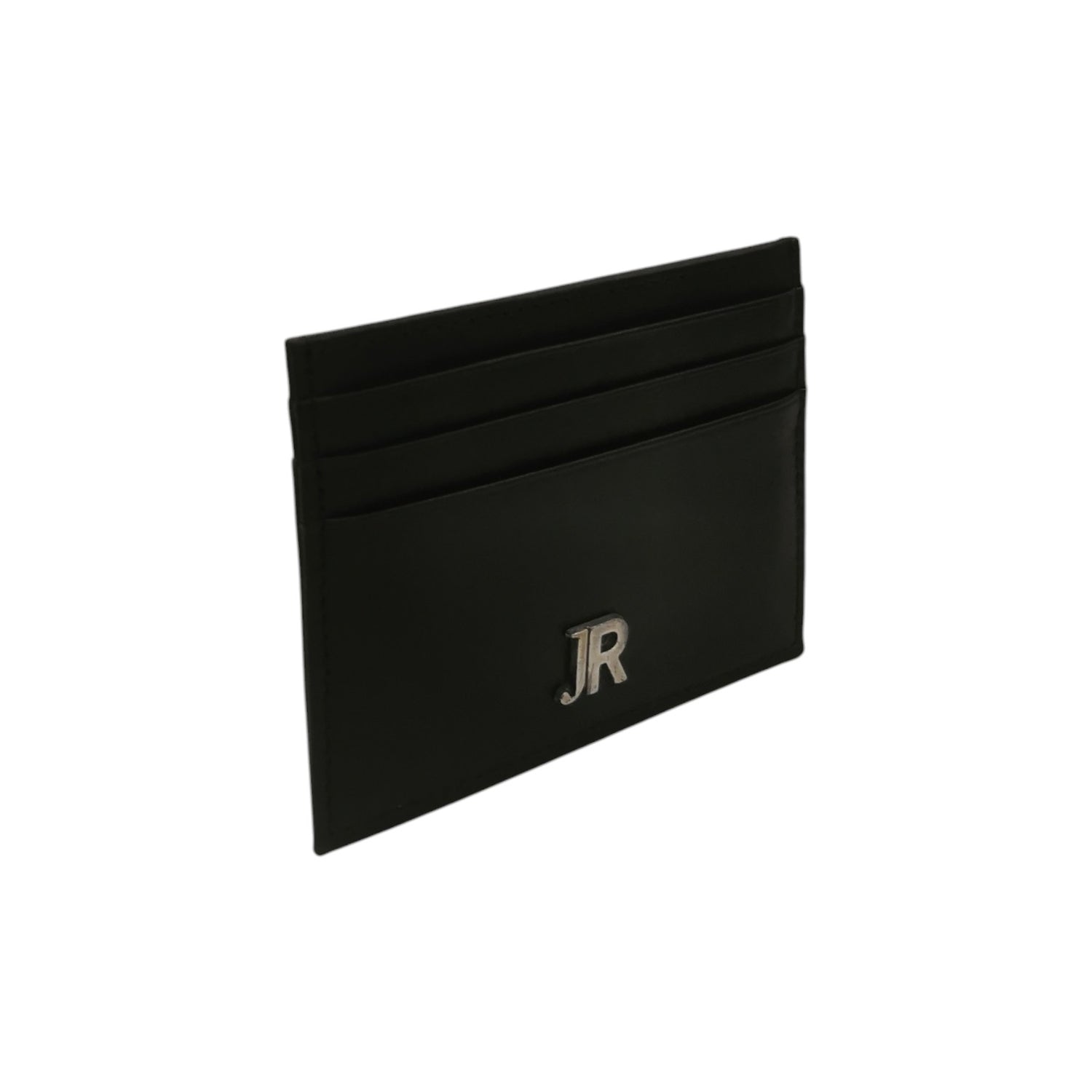 John Richmond Portacarte Uomo in Pelle Nera con Logo in Metallo Argento