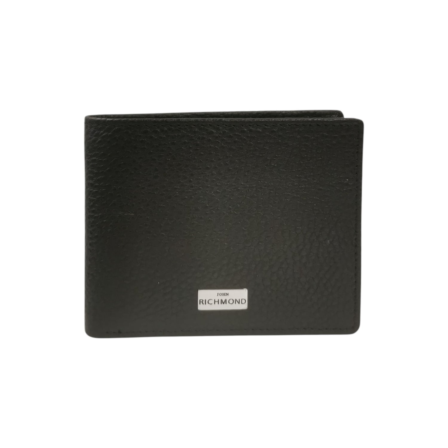 John Richmond Portafoglio Uomo in Morbida Pelle Nera con Targhetta