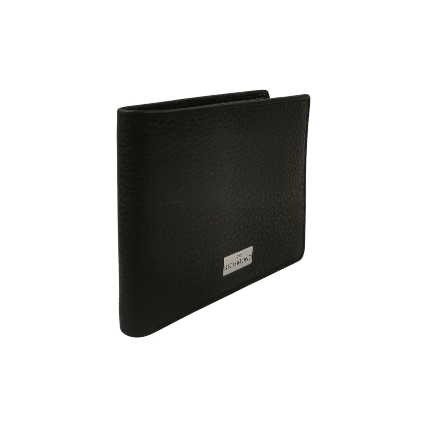 John Richmond Portafoglio Uomo in Morbida Pelle Nera con Targhetta