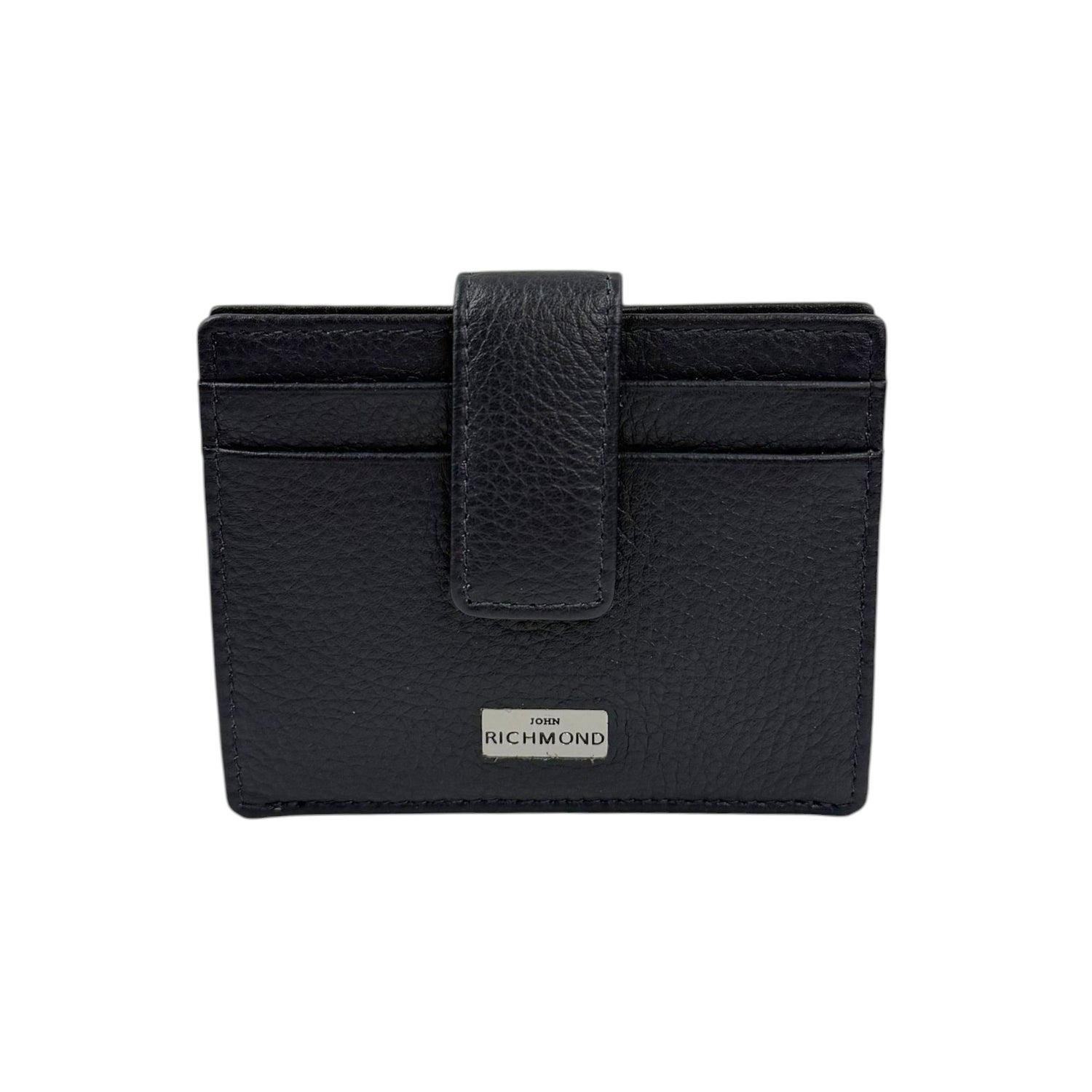 John Richmond Portacarte Uomo in Pelle Blu con Bottone