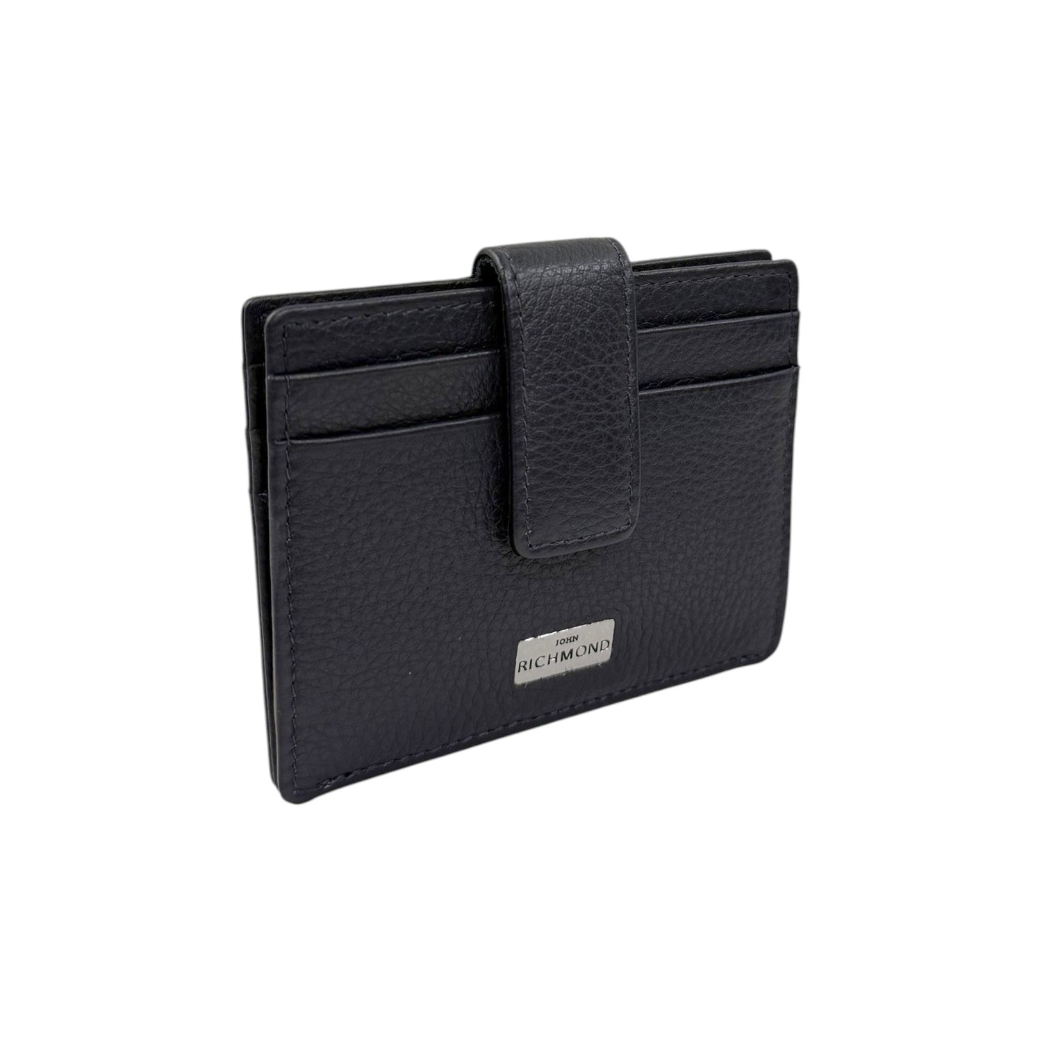 John Richmond Portacarte Uomo in Pelle Blu con Bottone