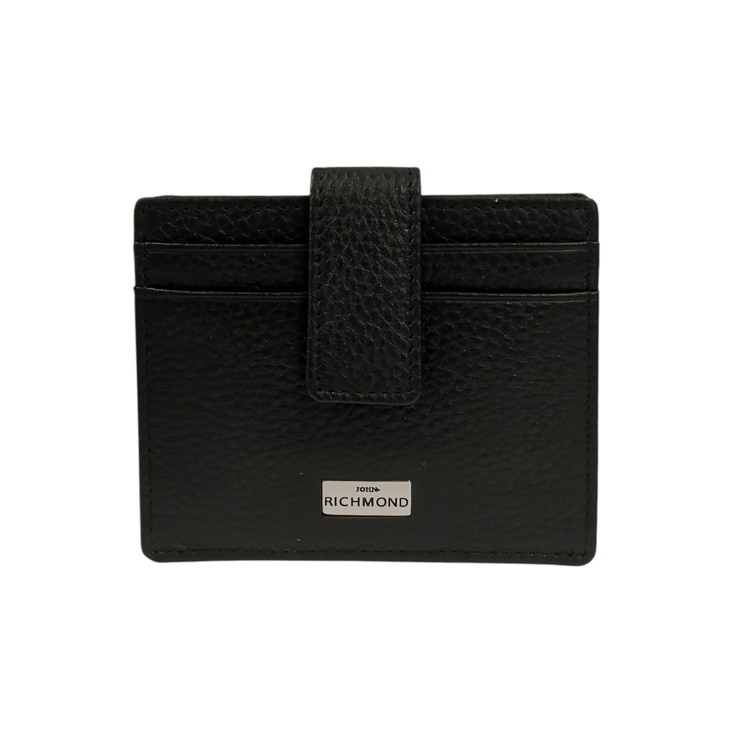 John Richmond Portacarte Uomo in Pelle Nera con Bottone