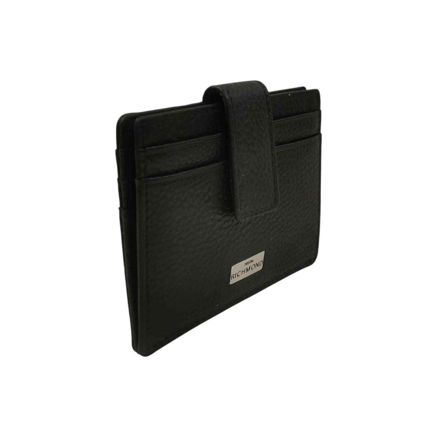 John Richmond Portacarte Uomo in Pelle Nera con Bottone