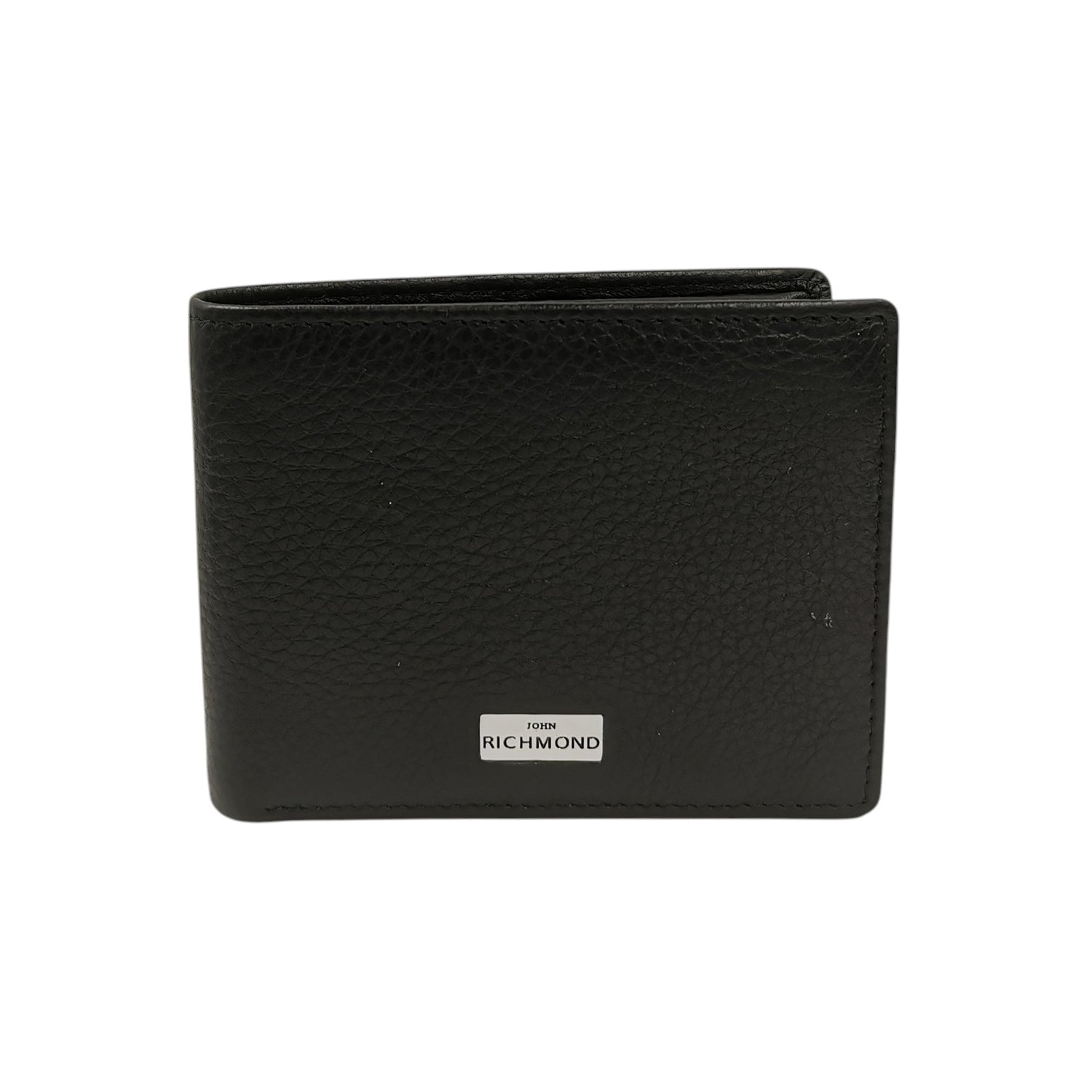 John Richmond Portafoglio Uomo in Pelle Martellata Nera con Portamonete