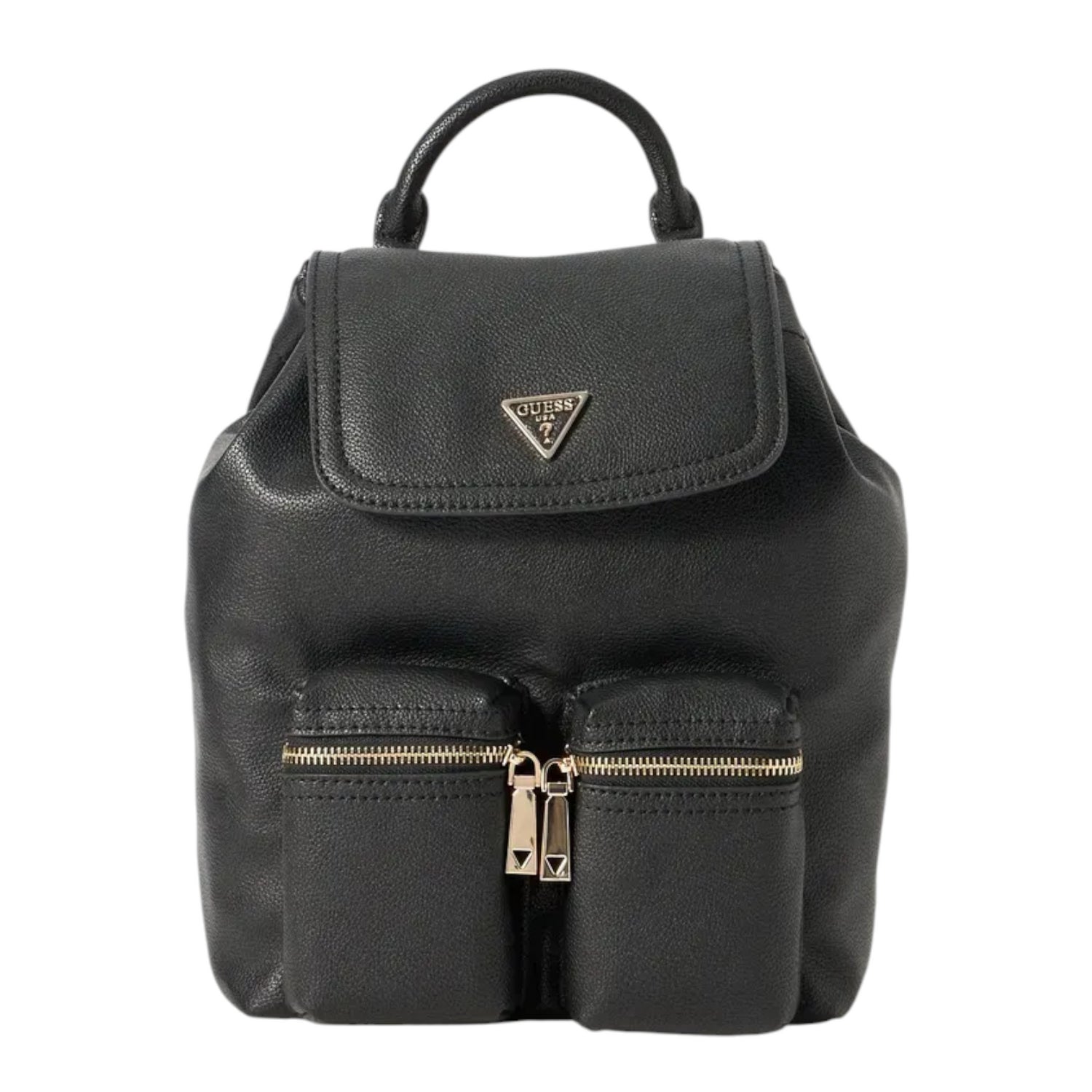 Guess Zaino Donna Manhattan in Ecopelle Nera con Doppia Tasca con Zip