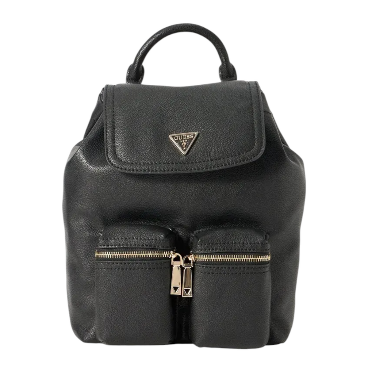 Guess Zaino Donna Manhattan in Ecopelle Nera con Doppia Tasca con Zip