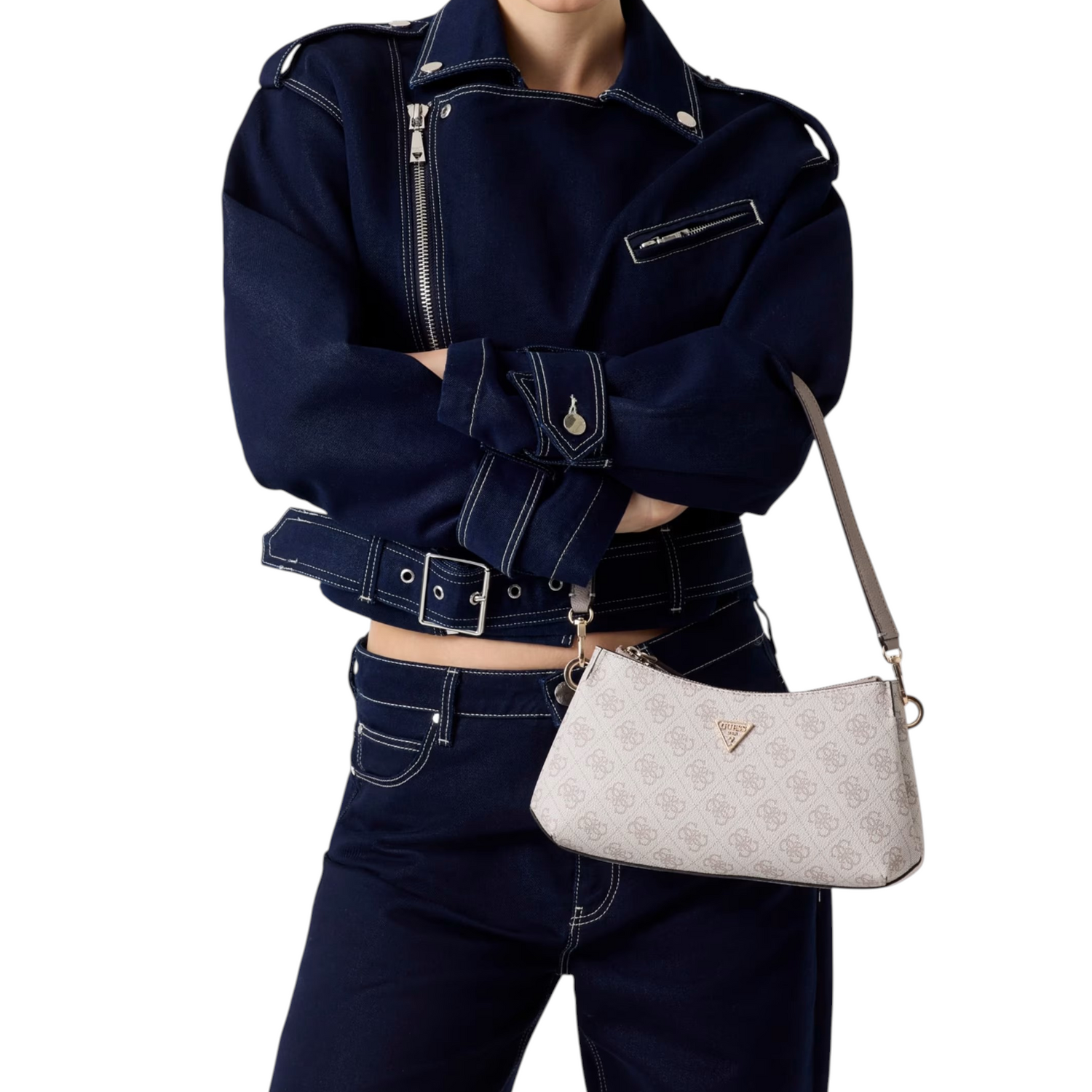 Guess Mini Tracolla Donna Tortora Scuro Noelle 4G Logo