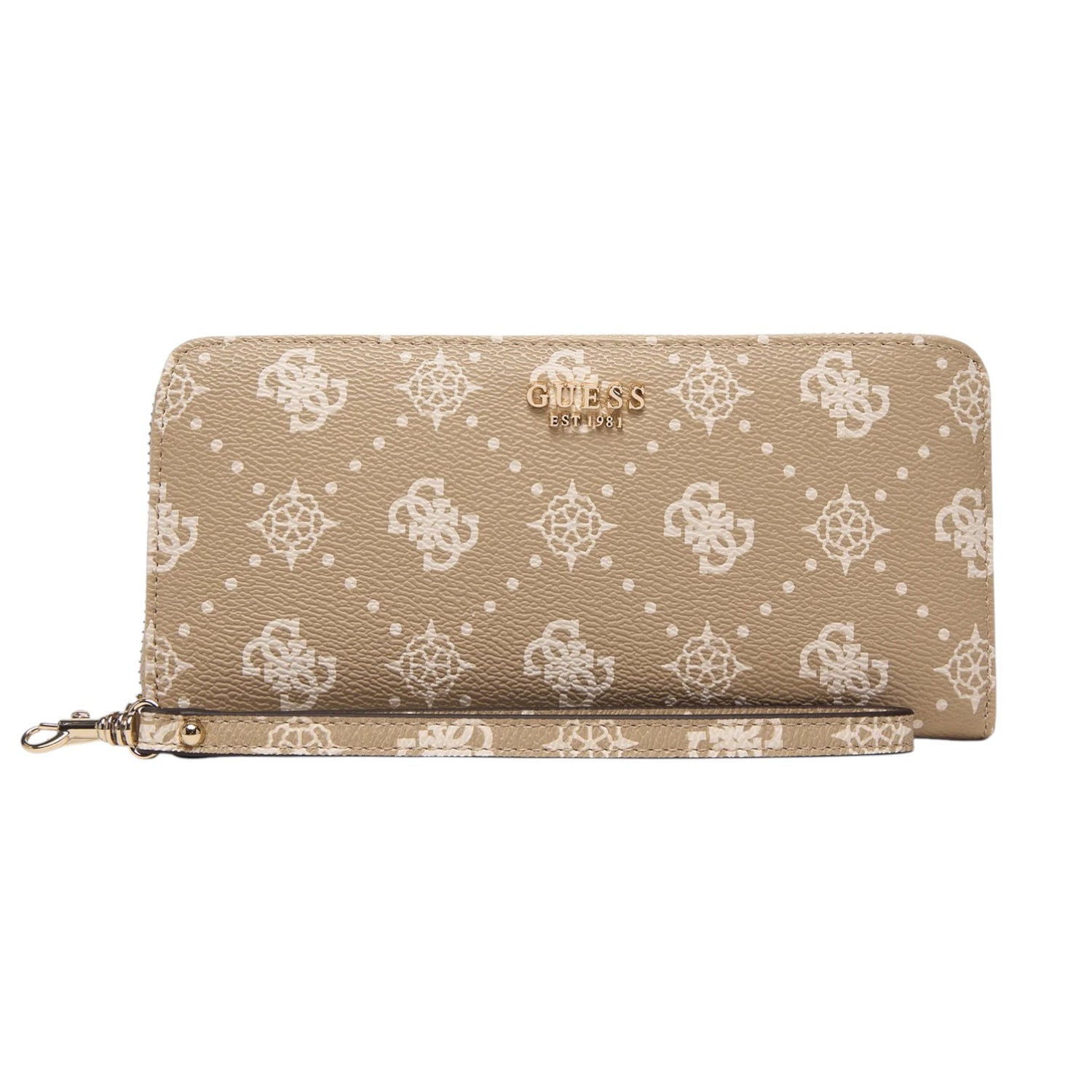 Guess Portafoglio Donna in Ecopelle Biscotto con Polsino e Stampa Logata