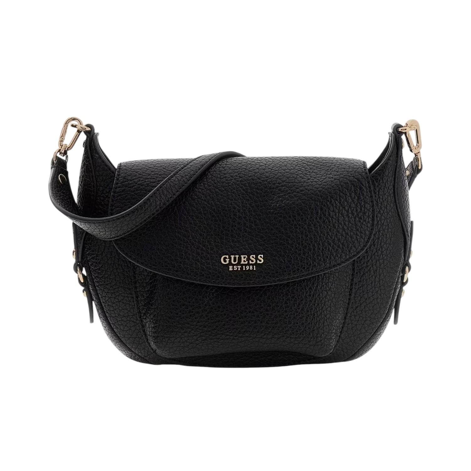 Guess Borsa a Tracolla Donna Marsha in Ecopelle Nera Martellata