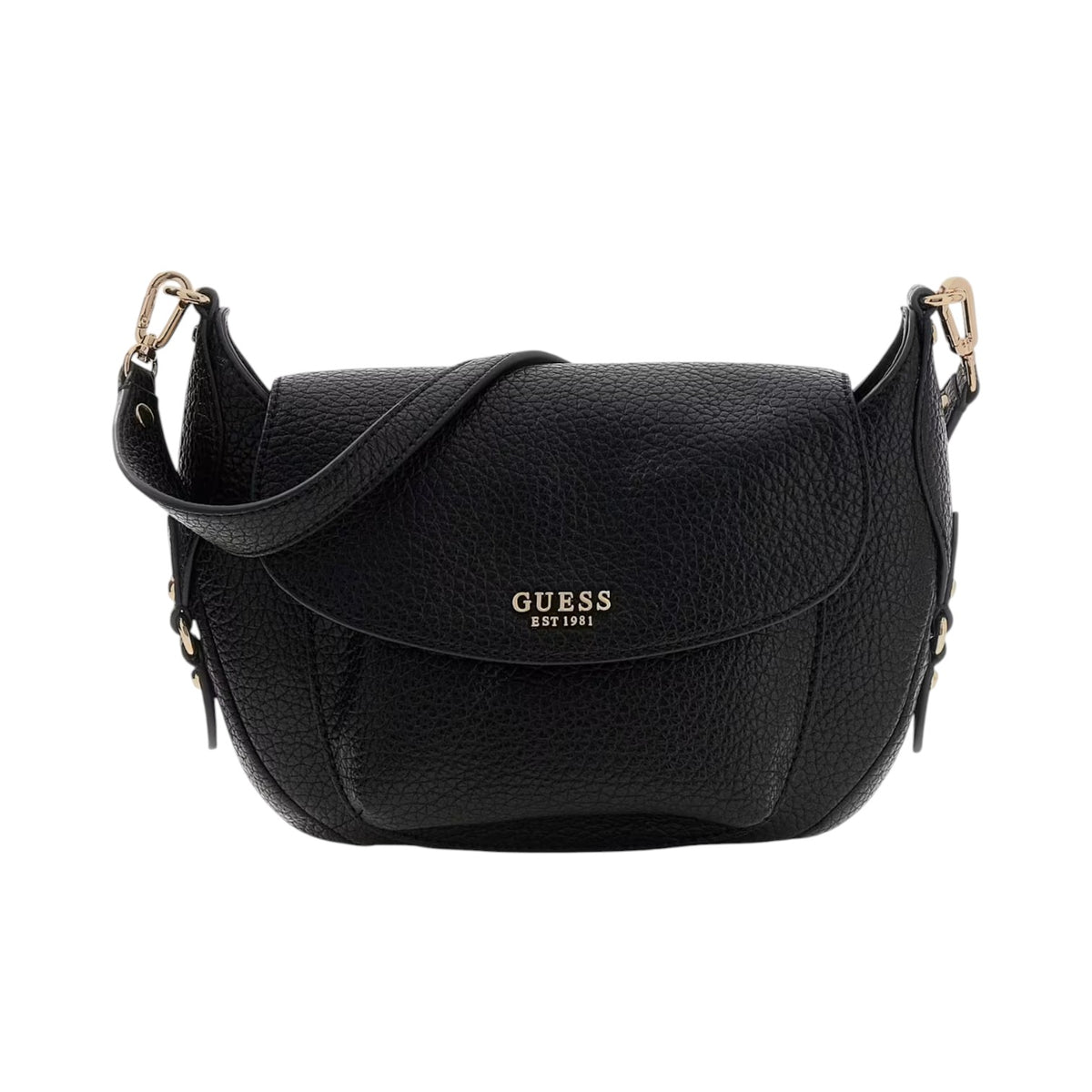 Guess Borsa a Tracolla Donna Marsha in Ecopelle Nera Martellata