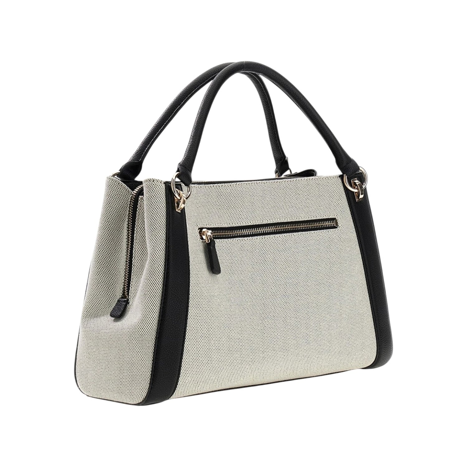 Guess Borsa a Mano Donna Kamilla in Tessuto Naturale Nero
