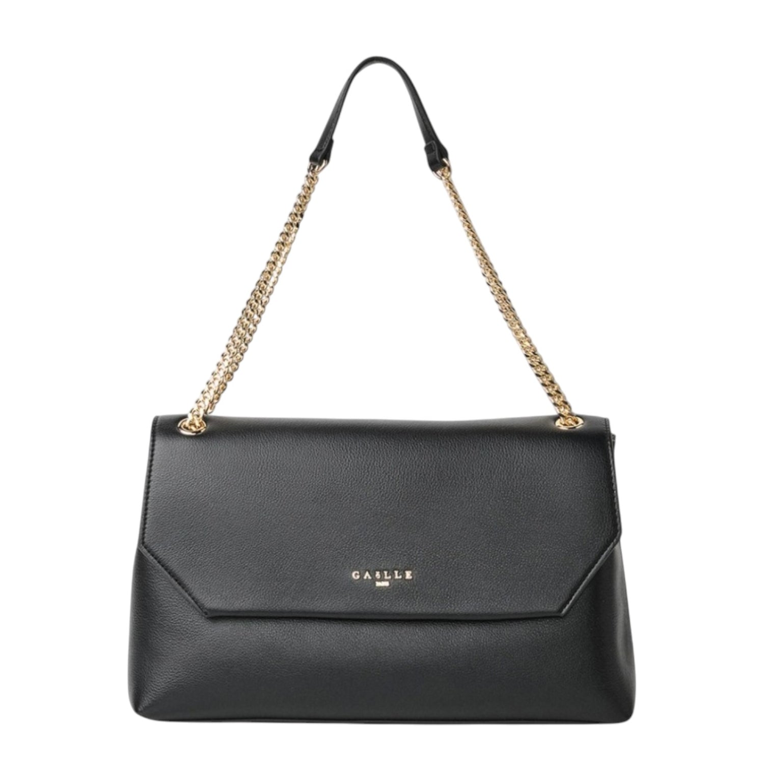 Gaelle Maxi Tracolla Donna in Ecopelle Nera con Catena Oro