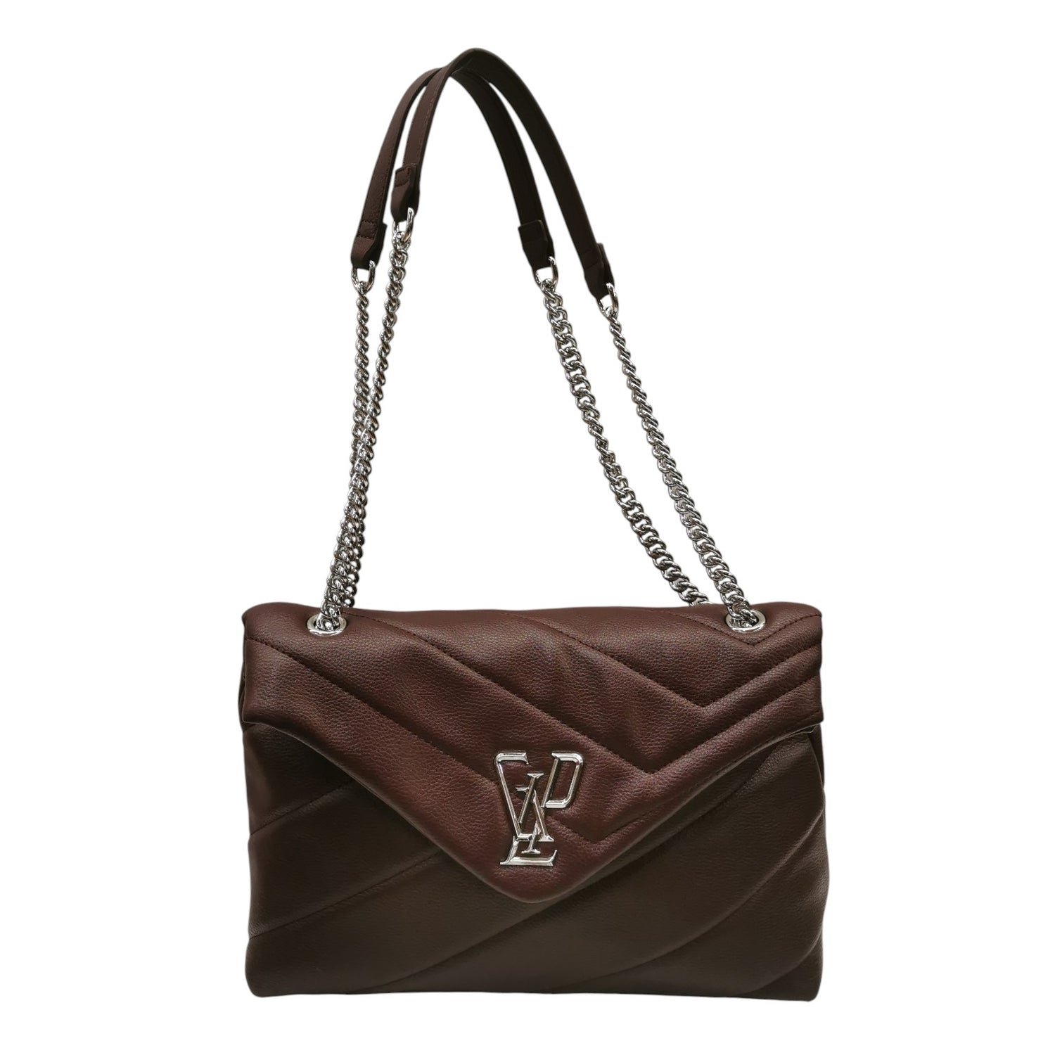 Gaelle Borsa a Tracolla Donna in Ecopelle Mosto con Logo e Catena Argento