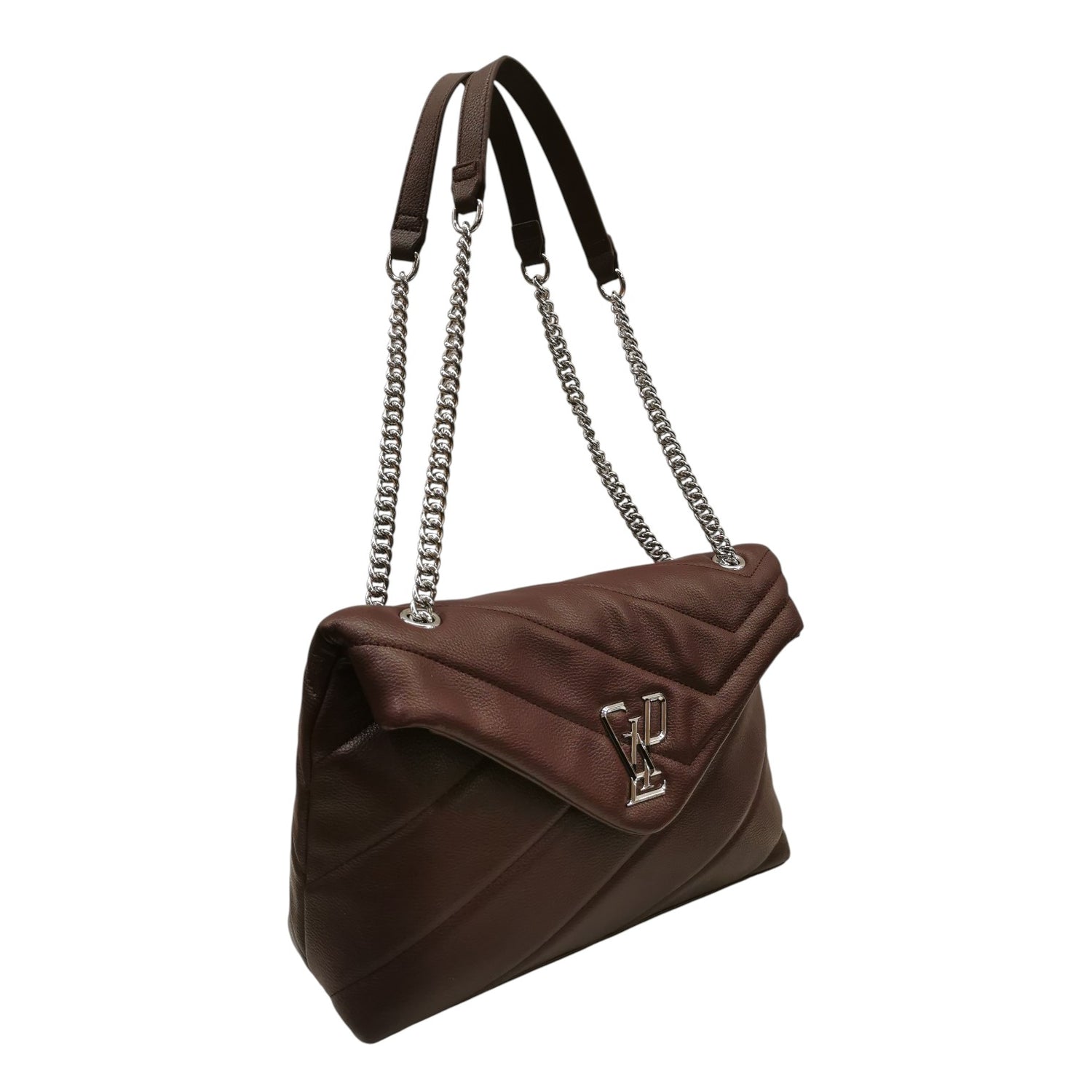 Gaelle Borsa a Tracolla Donna in Ecopelle Mosto con Logo e Catena Argento