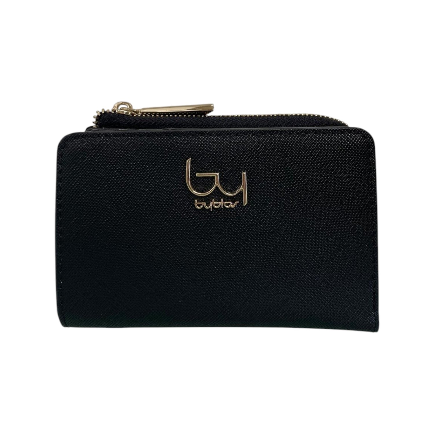 By Byblos Portafoglio Donna in Ecopelle Saffiano Nero con Bottone e Zip