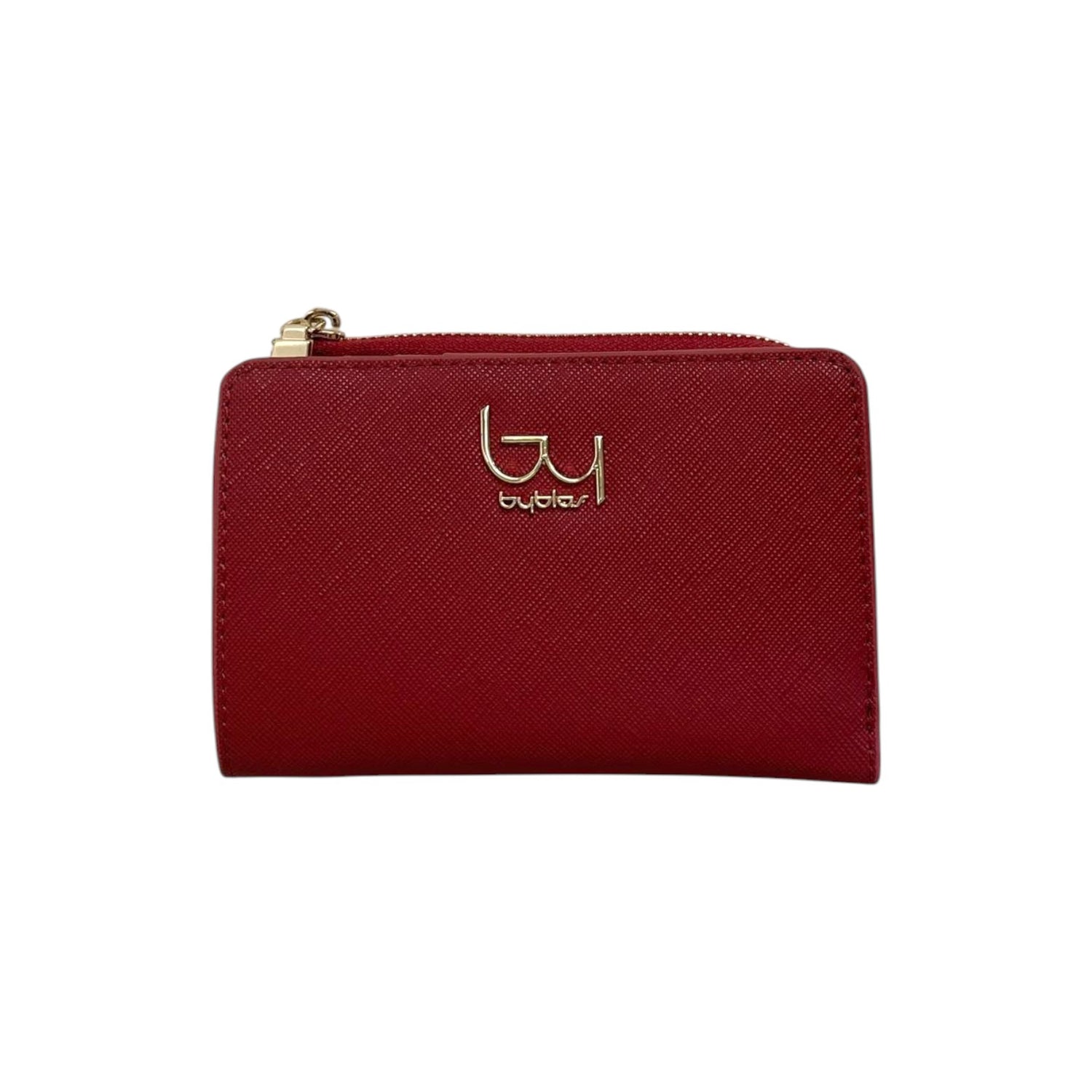 By Byblos Portafoglio Donna in Ecopelle Saffiano Rosso Rubino con Bottone e Zip