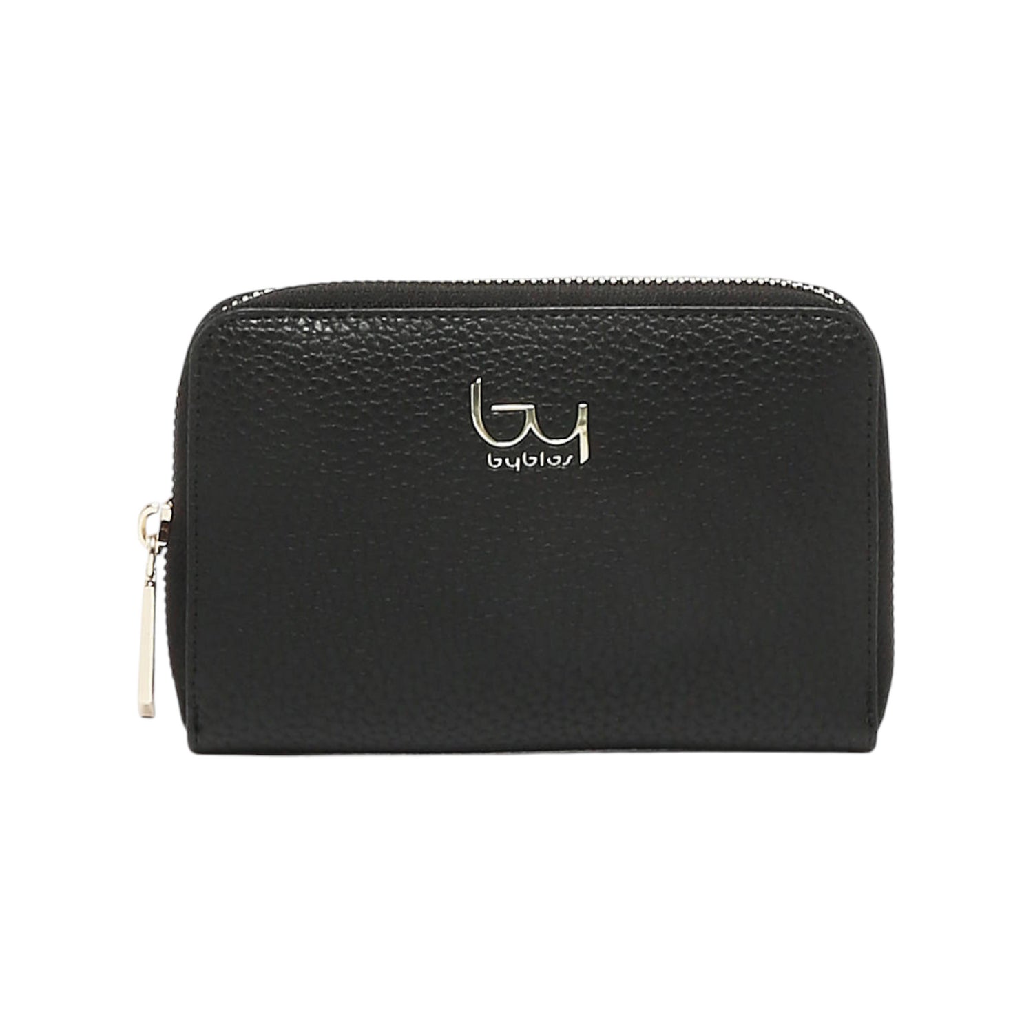 By Byblos Portafoglio Donna in Ecopelle Martellata Nera con Zip All Around