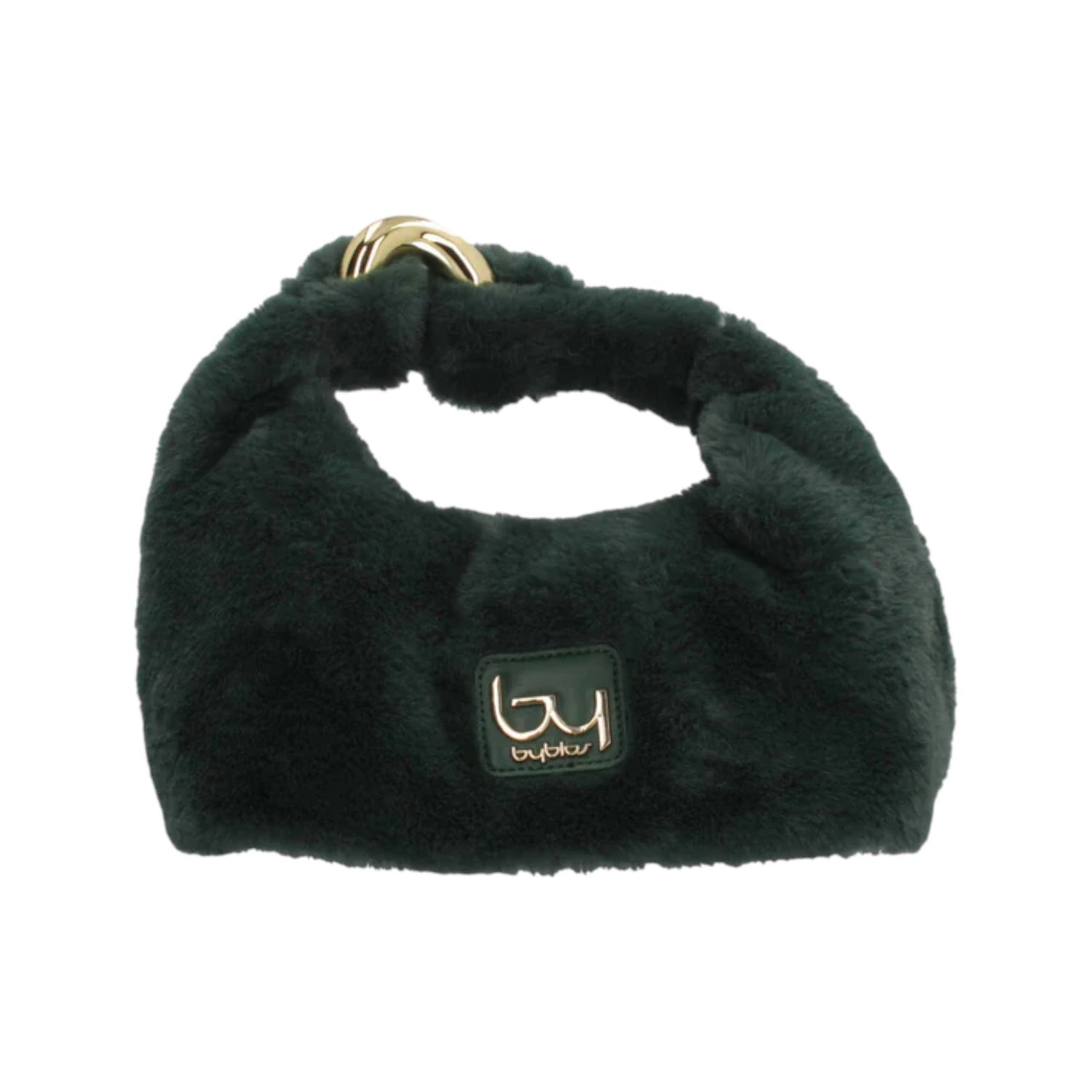 By Byblos Borsa a Mano Donna in Pelliccia Sintetica Verde Foresta con Tracolla a Catena