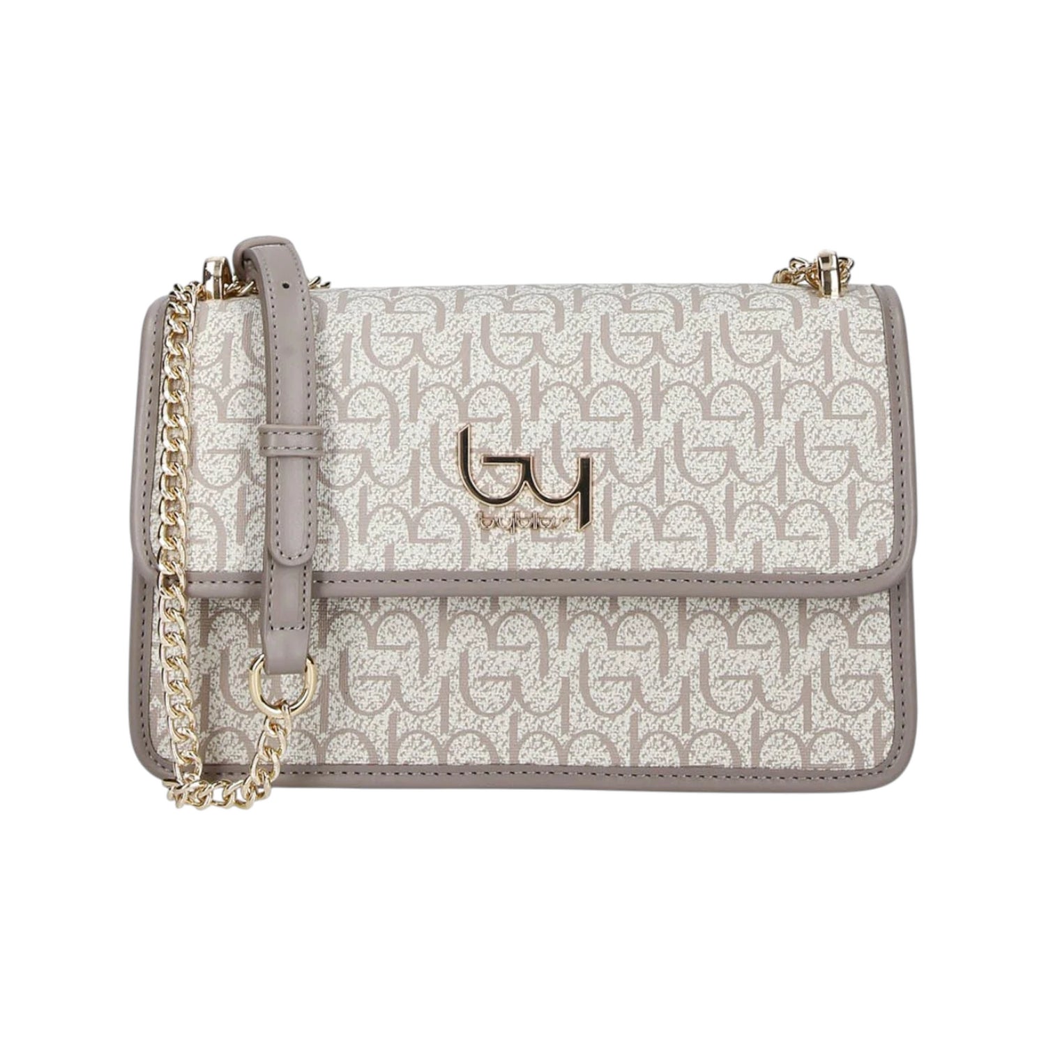 By Byblos Borsa a Tracolla Donna in Ecopelle Logata Avorio Grigio