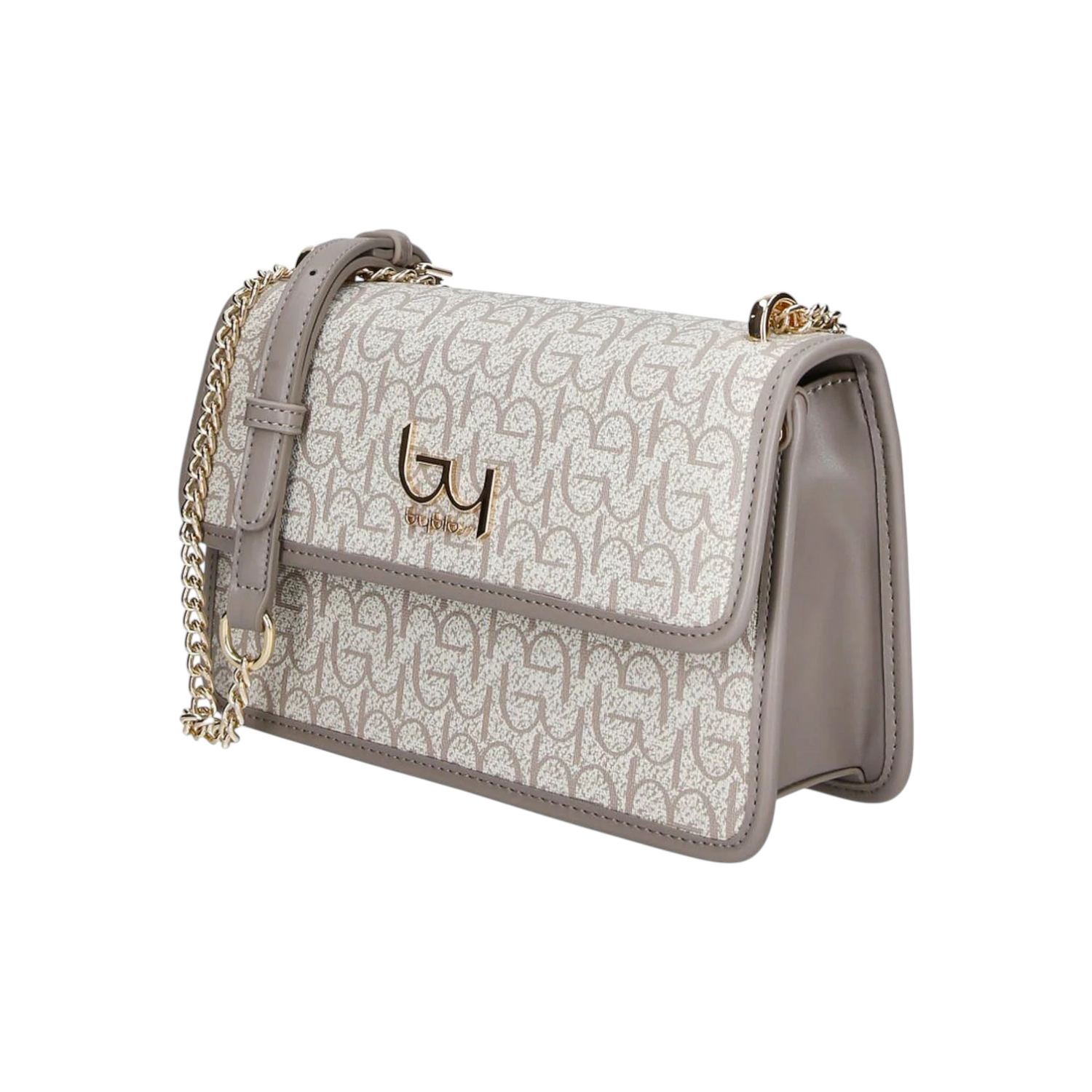 By Byblos Borsa a Tracolla Donna in Ecopelle Logata Avorio Grigio