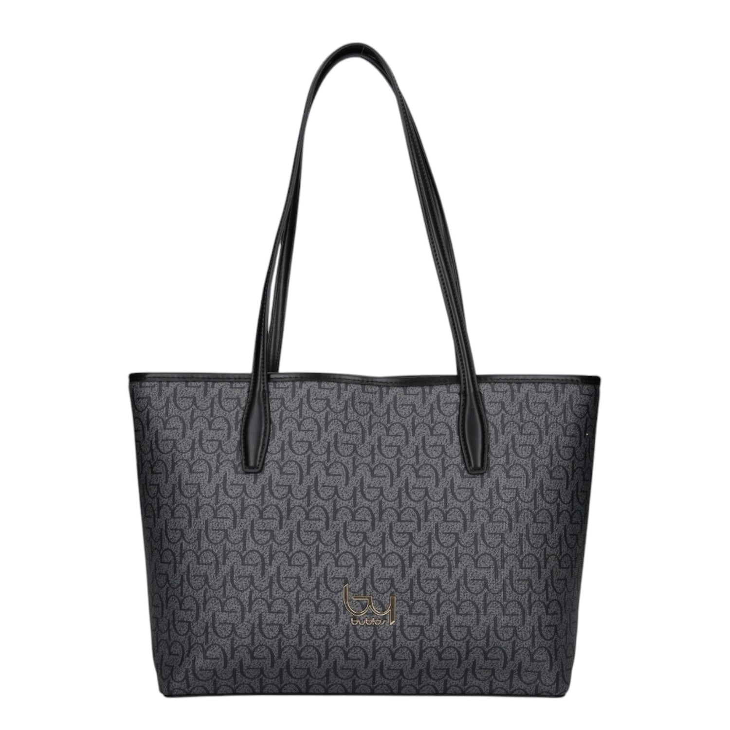 By Byblos Borsa a Spalla Donna in Ecopelle Nera Logata All Over