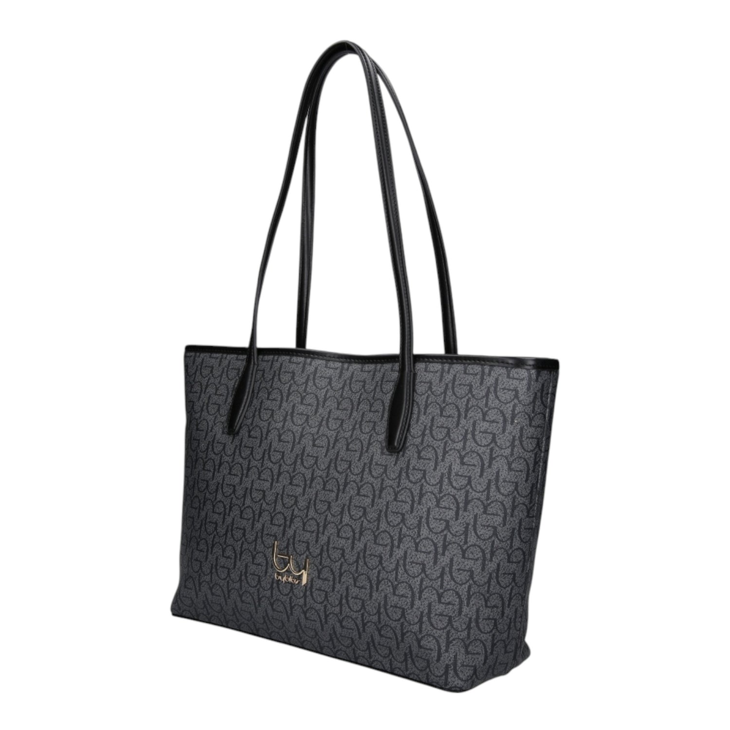 By Byblos Borsa a Spalla Donna in Ecopelle Nera Logata All Over