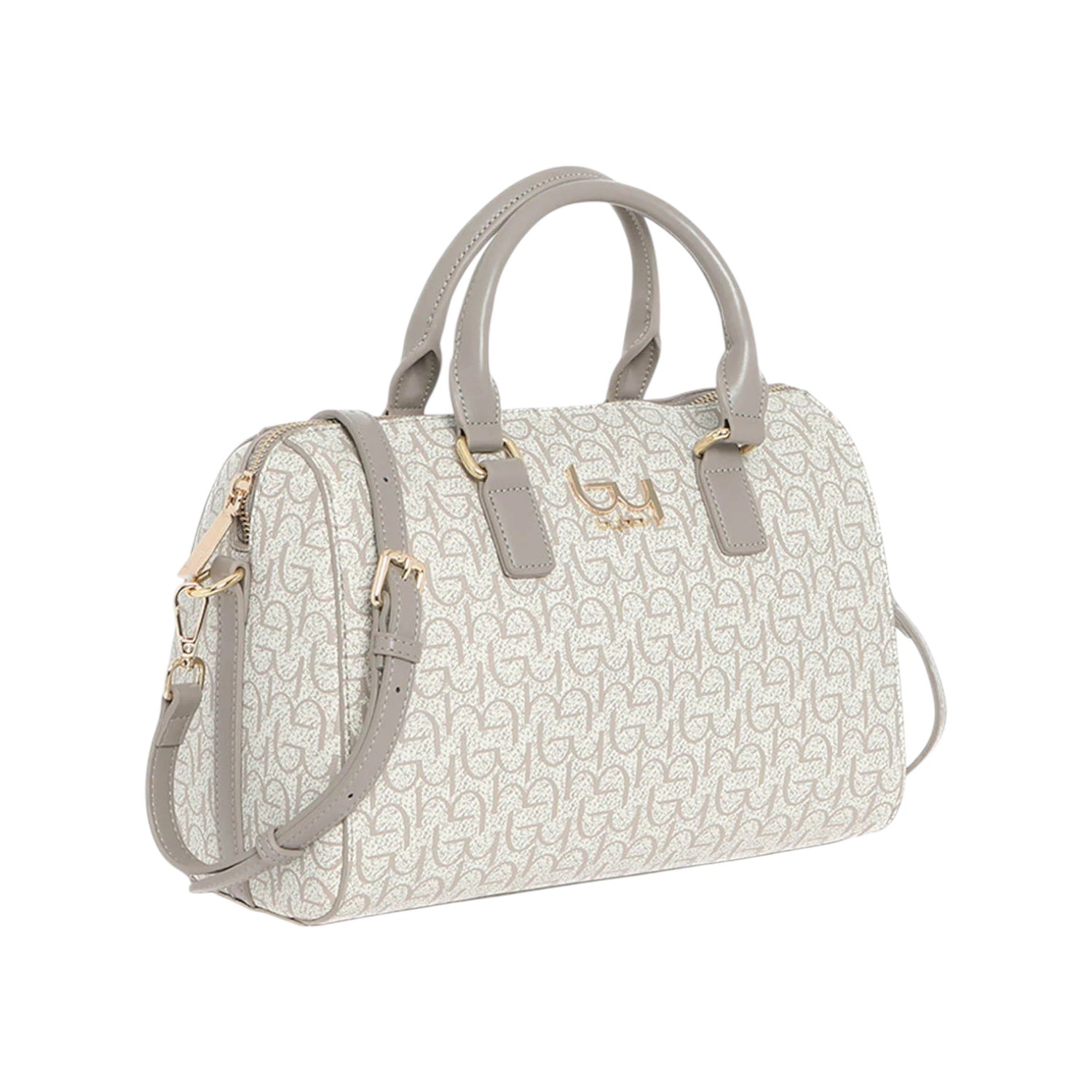 By Byblos Bauletto Donna in Ecopelle Logata Avorio Grigio con Tracolla