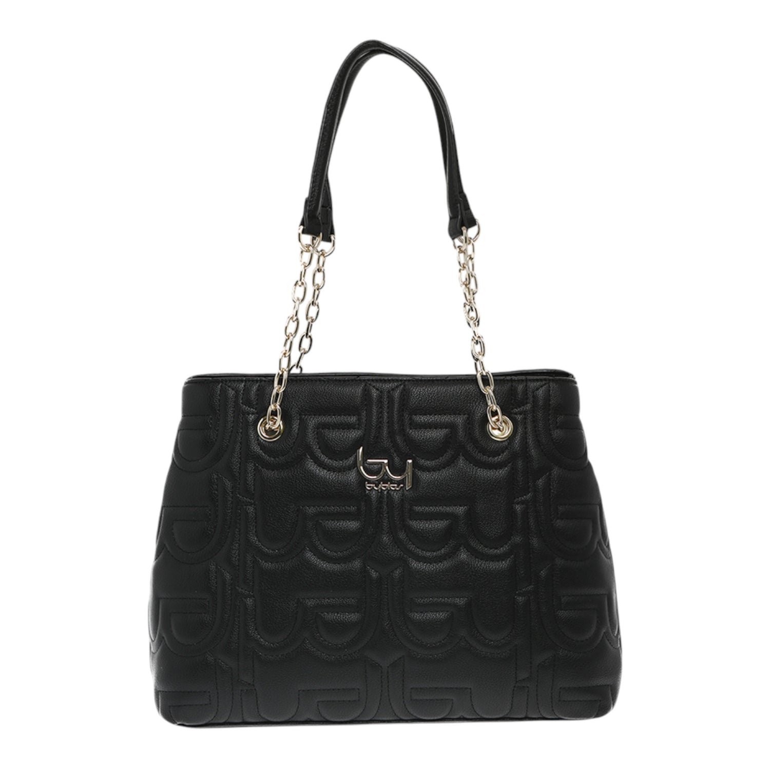 By Byblos Borsa a Spalla Donna in Ecopelle Nera Trapuntata con Doppio Scomparto