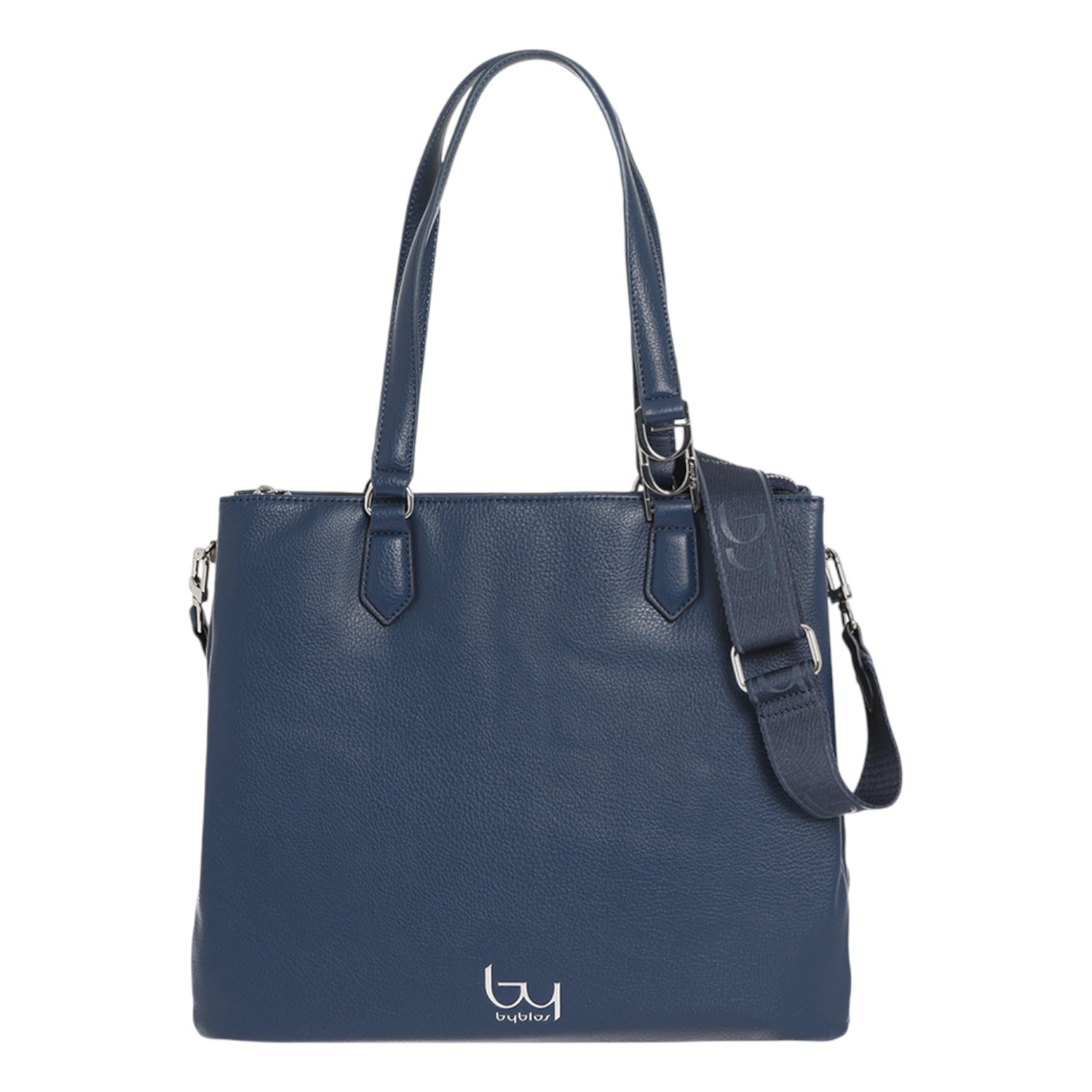By Byblos Borsa a Spalla Donna in Ecopelle Blu con Doppia Tracolla
