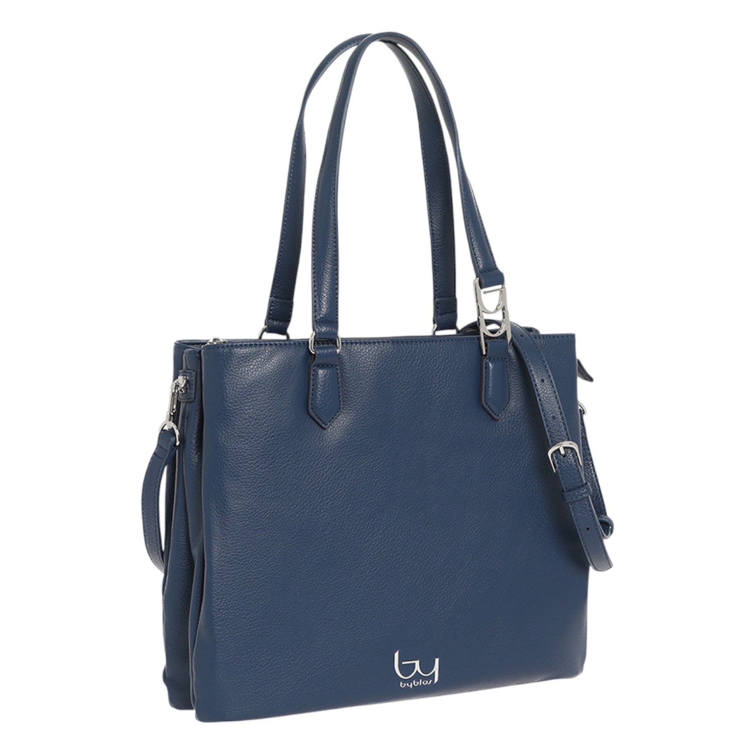 By Byblos Borsa a Spalla Donna in Ecopelle Blu con Doppia Tracolla