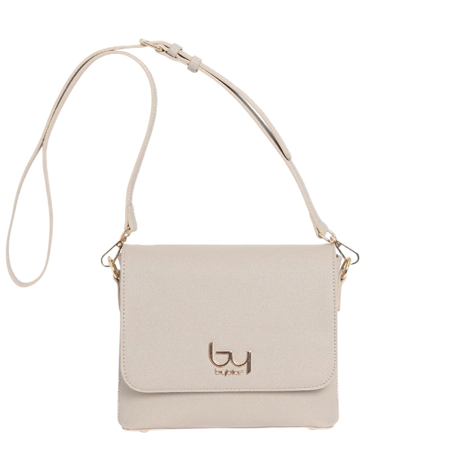 By Byblos Borsa a Tracolla Donna in Saffiano Beige con Bottone