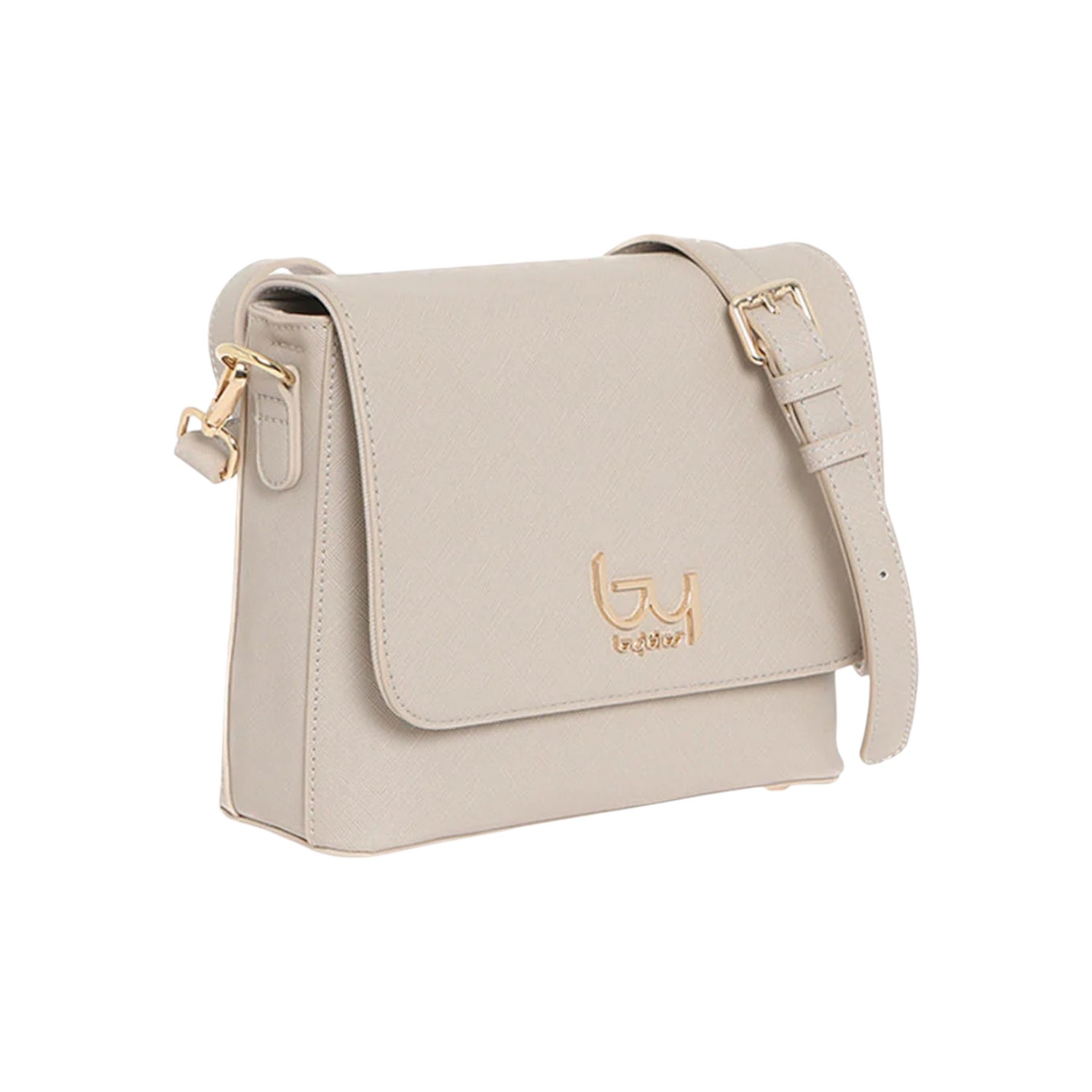 By Byblos Borsa a Tracolla Donna in Saffiano Beige con Bottone