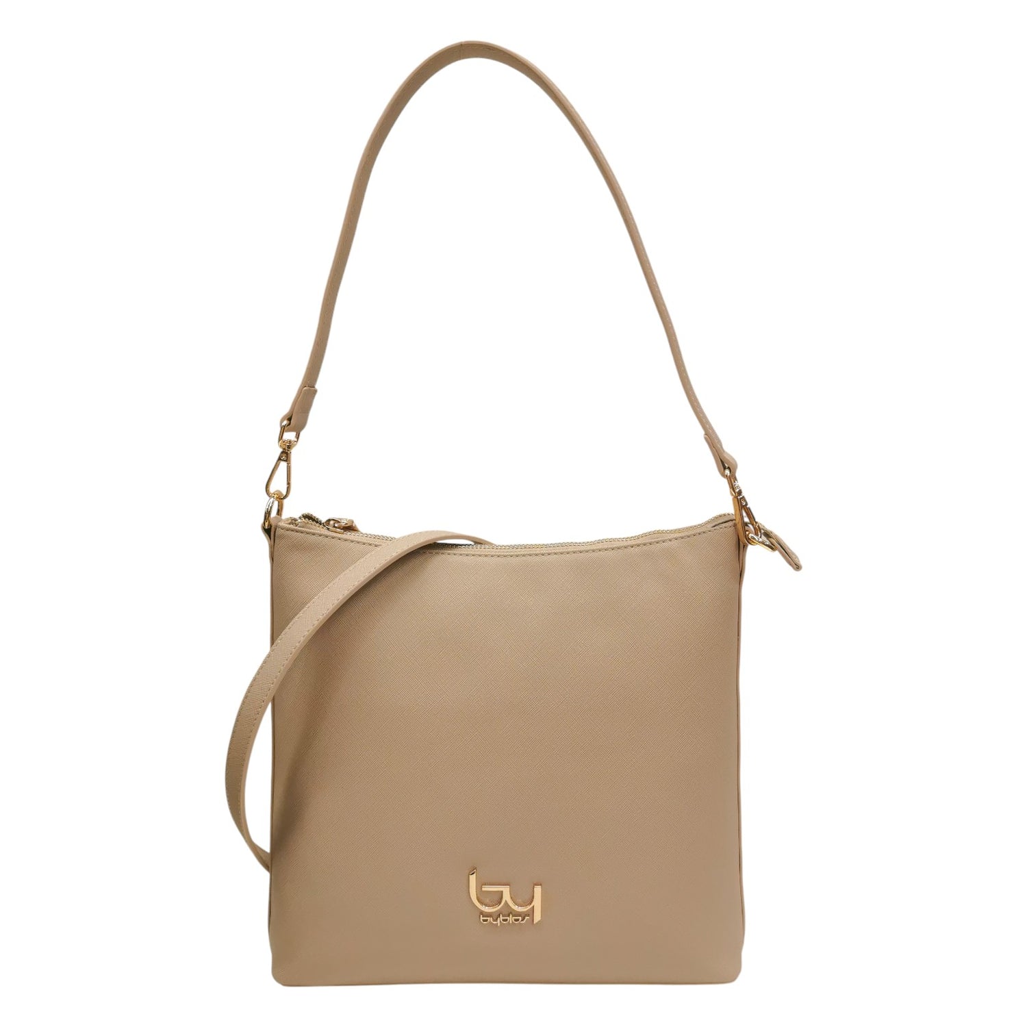 By Byblos Borsa a Spalla Donna in Saffiano Beige con Manico e Tracolla
