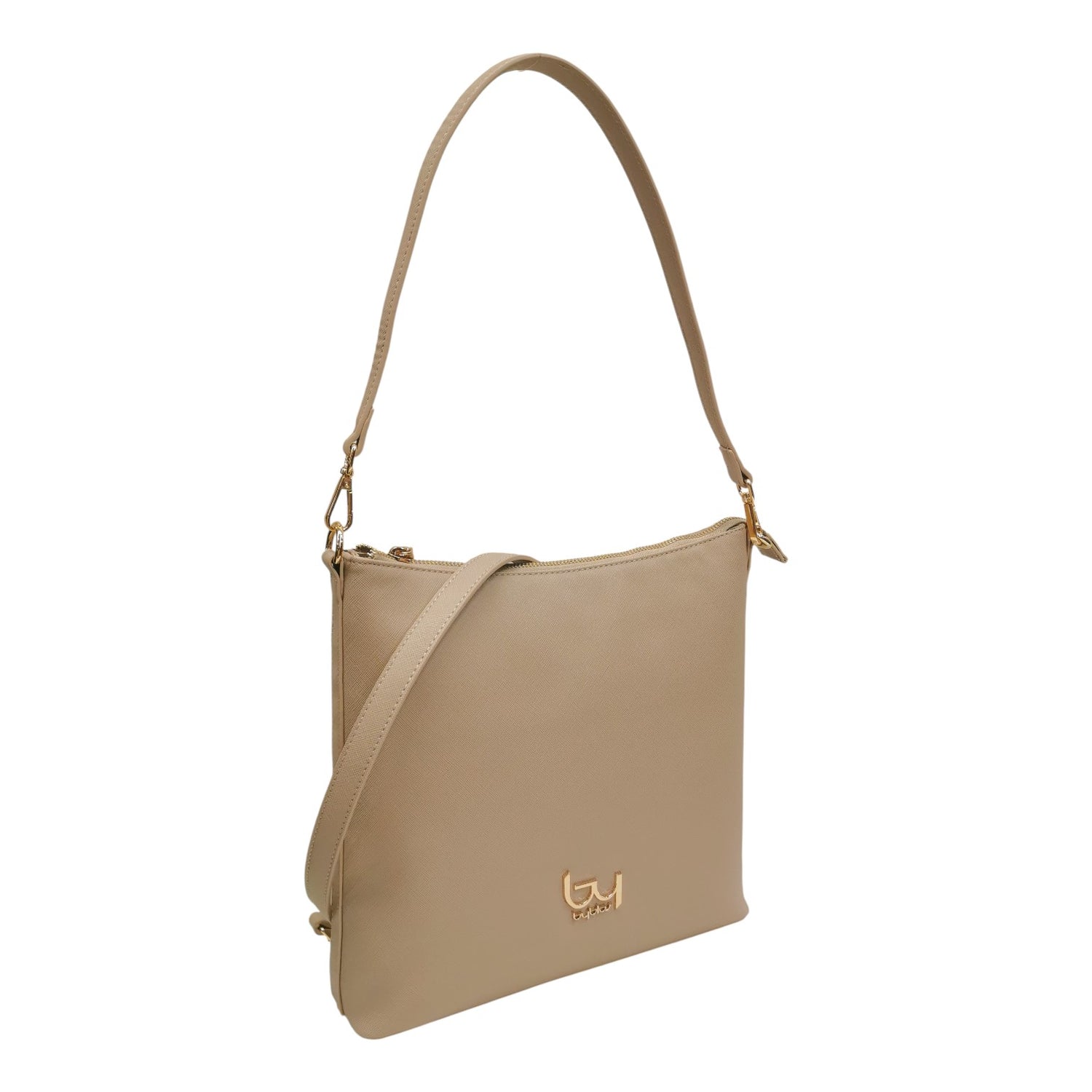 By Byblos Borsa a Spalla Donna in Saffiano Beige con Manico e Tracolla