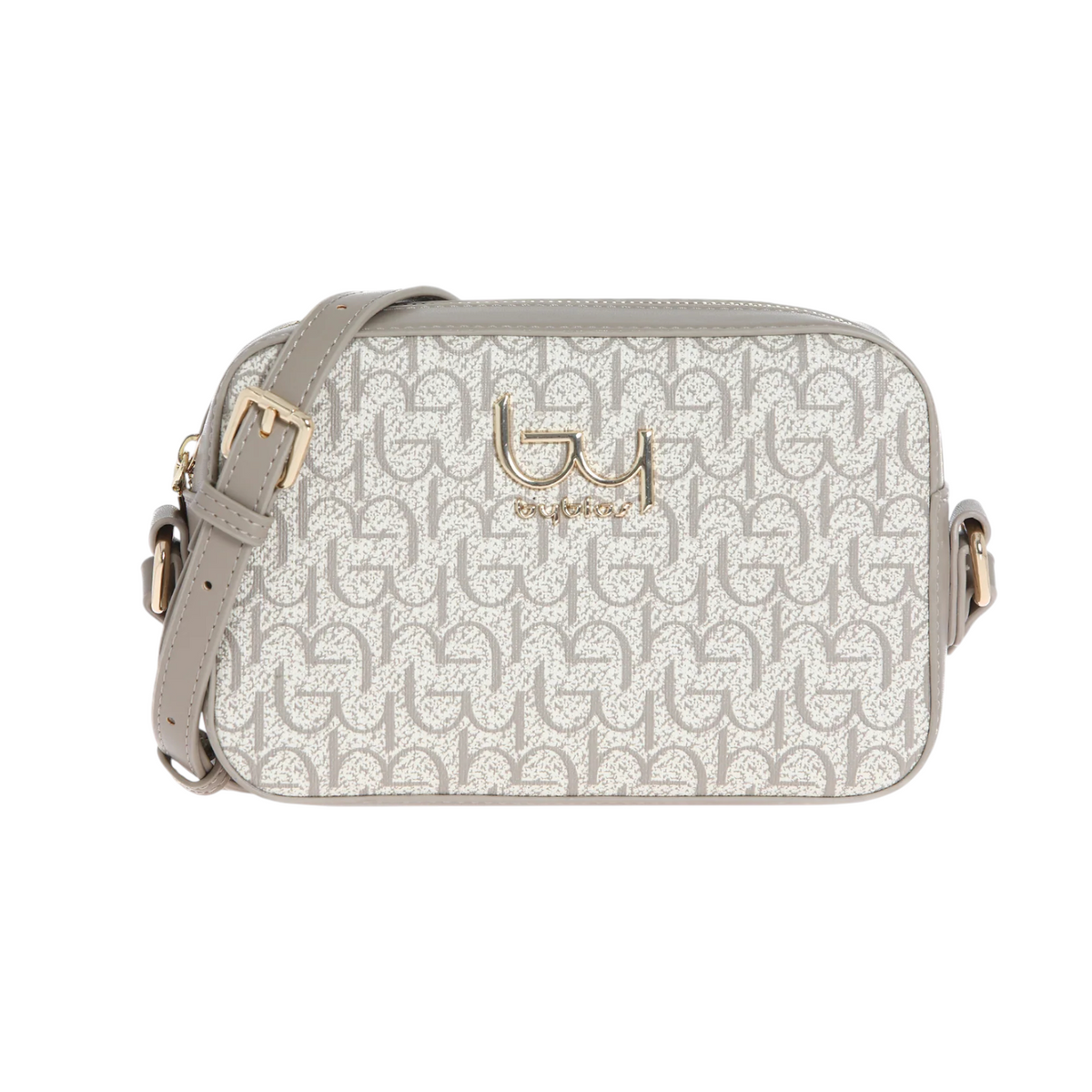 By Byblos Camera Bag Donna in Ecopelle Avorio Grigio con Stampa Logata
